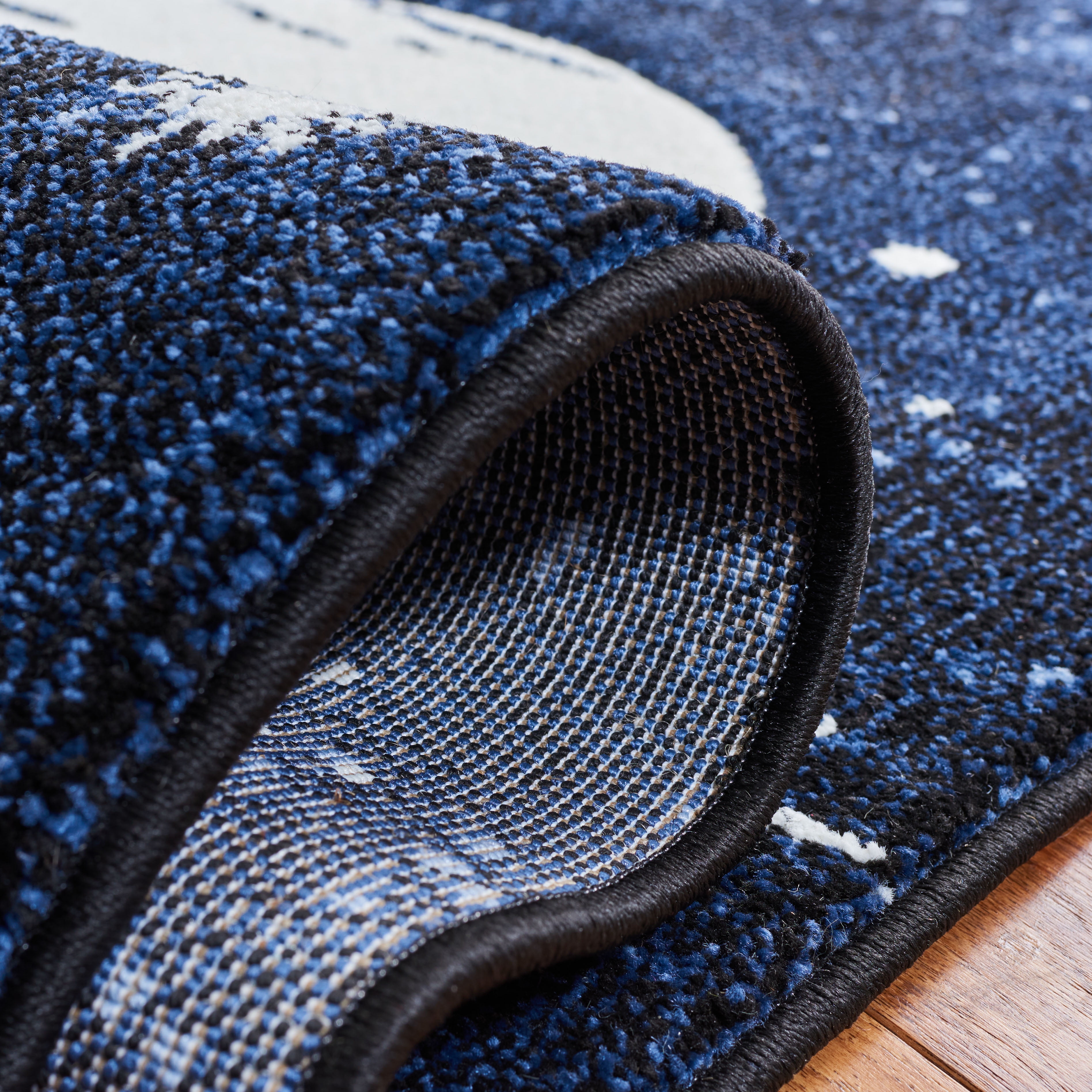 SAFAVIEH Carousel Kids Planets and Stars Area Rug, Dark Blue/Light Blue, 5'3" x 7'6" - Image 5