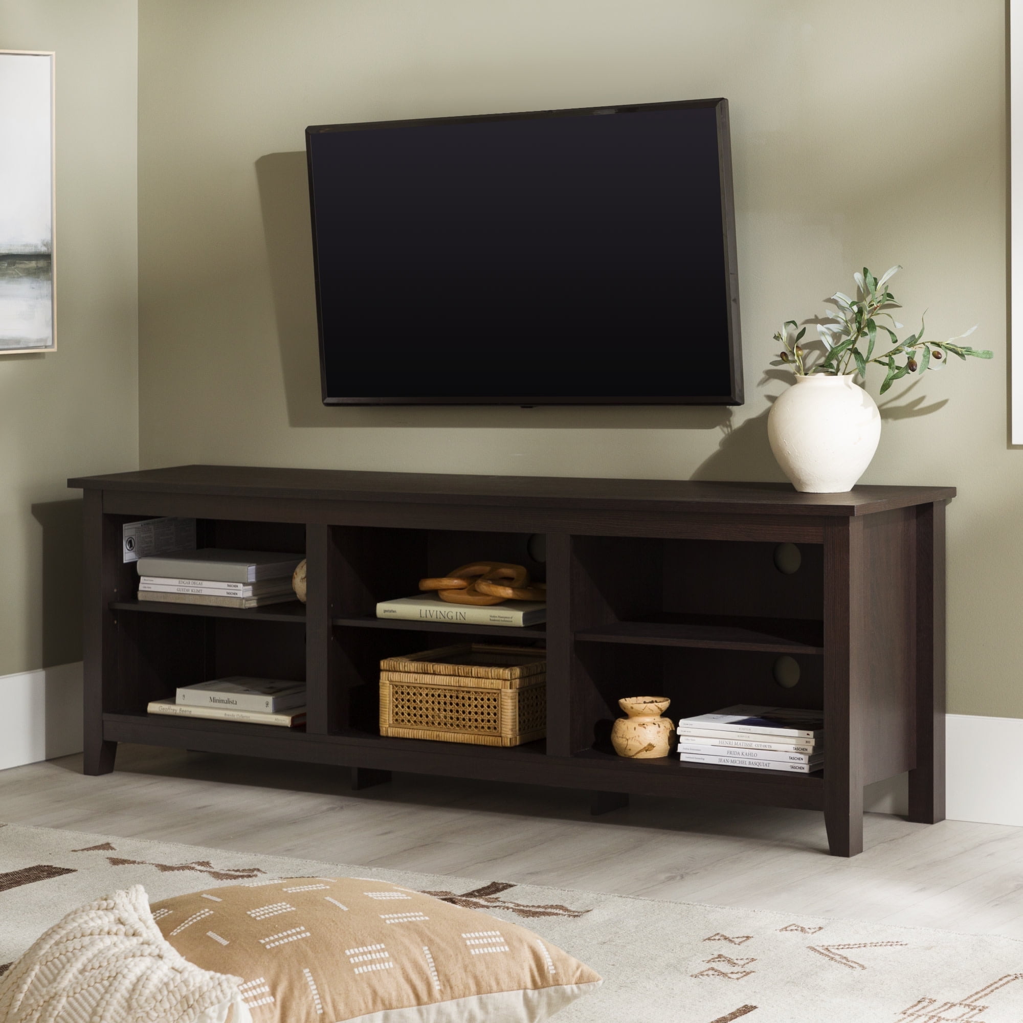 Walker Edison Open Storage TV Stand for TVs up to 80", Espresso - Image 11