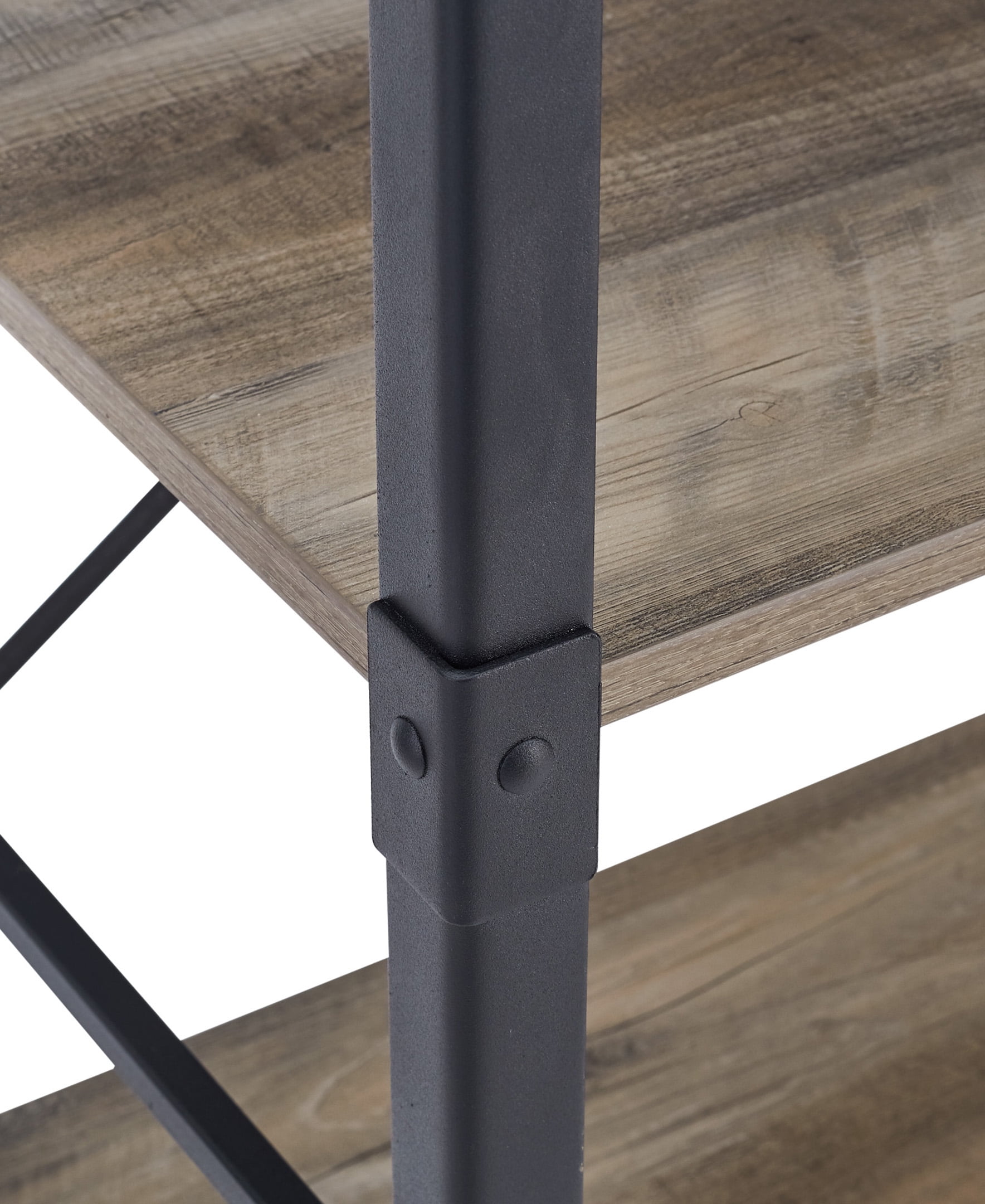 Urban Industrial Angle Iron 4-Shelf Bookcase, Grey Wash - Image 4