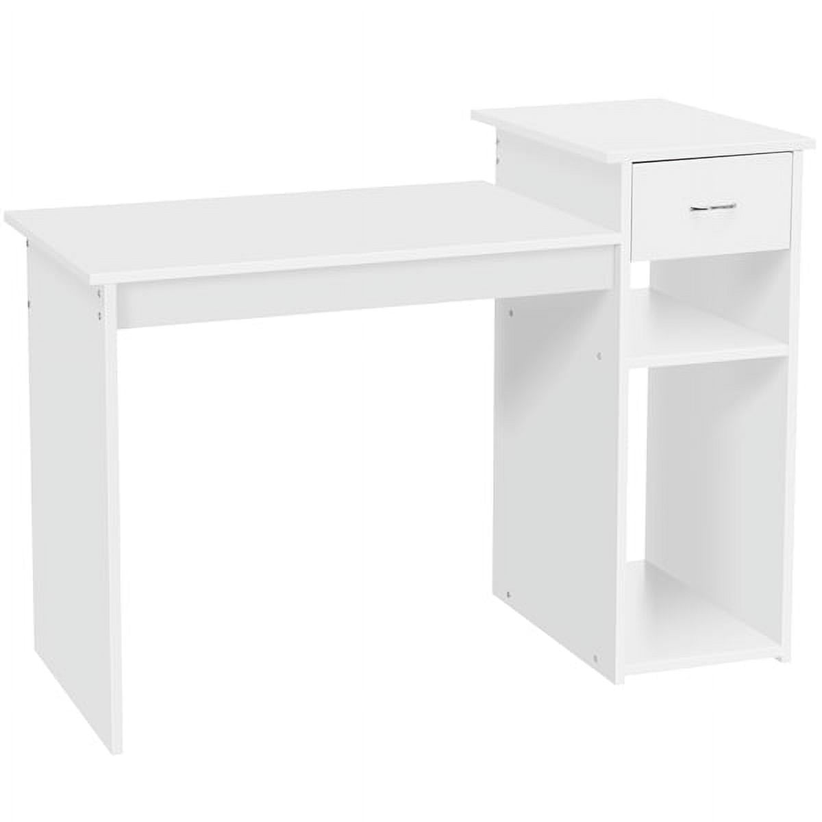 Alden Design Home Office Computer Desk with Drawer and Storage, White - Image 8