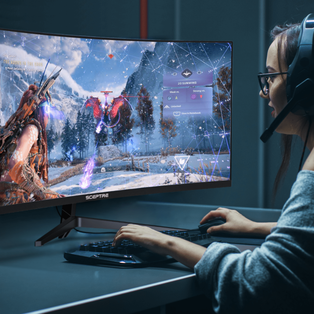 Sceptre 34-Inch Curved Ultrawide WQHD Monitor 3440 x 1440 R1500 up to 165Hz DisplayPort x2 99% sRGB 1ms Picture by Picture, Machine Black 2023 (C345B-QUT168) - Image 6