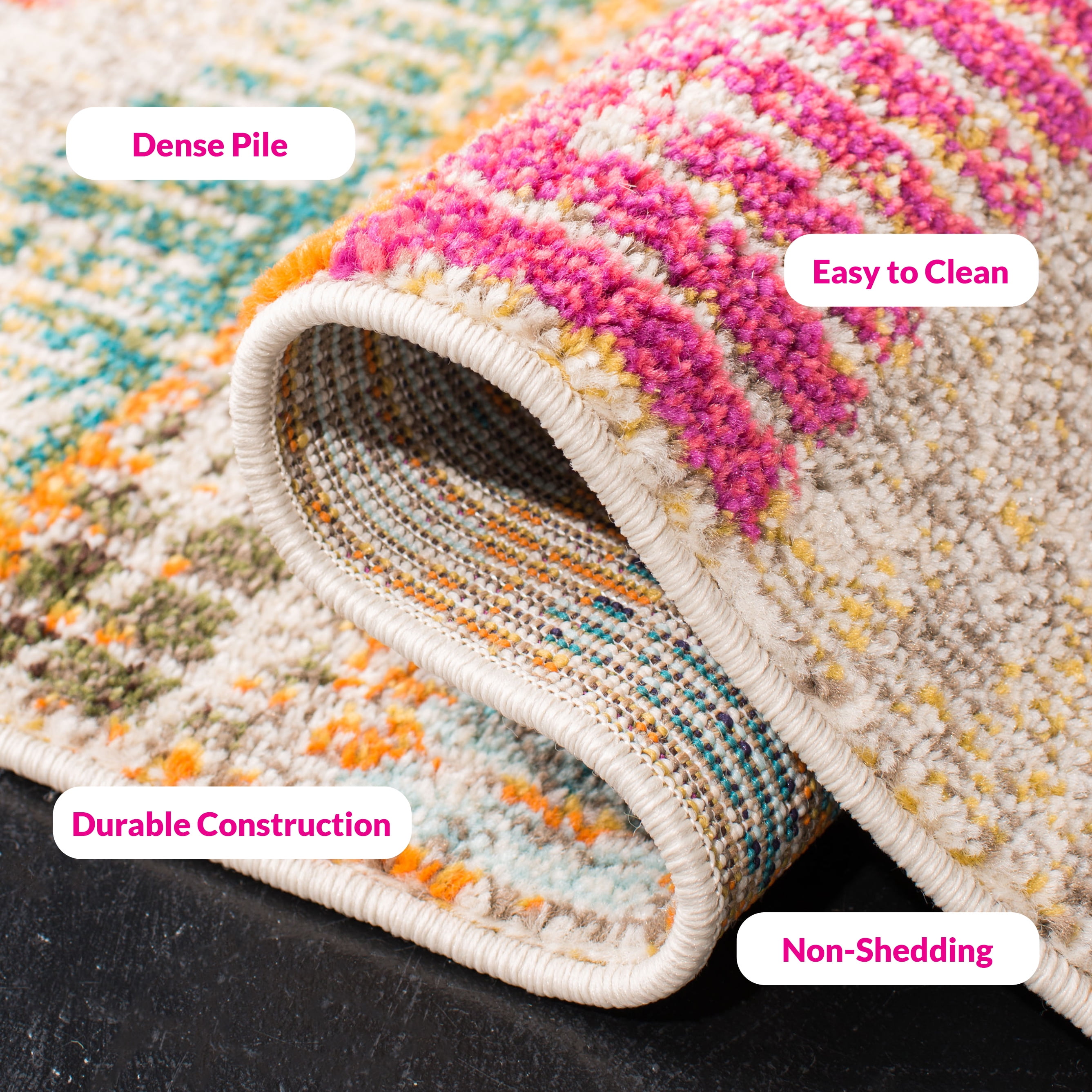 SAFAVIEH Madison Jytte Abstract Area Rug, Ivory/Multi, 5'3" x 7'6" - Image 5