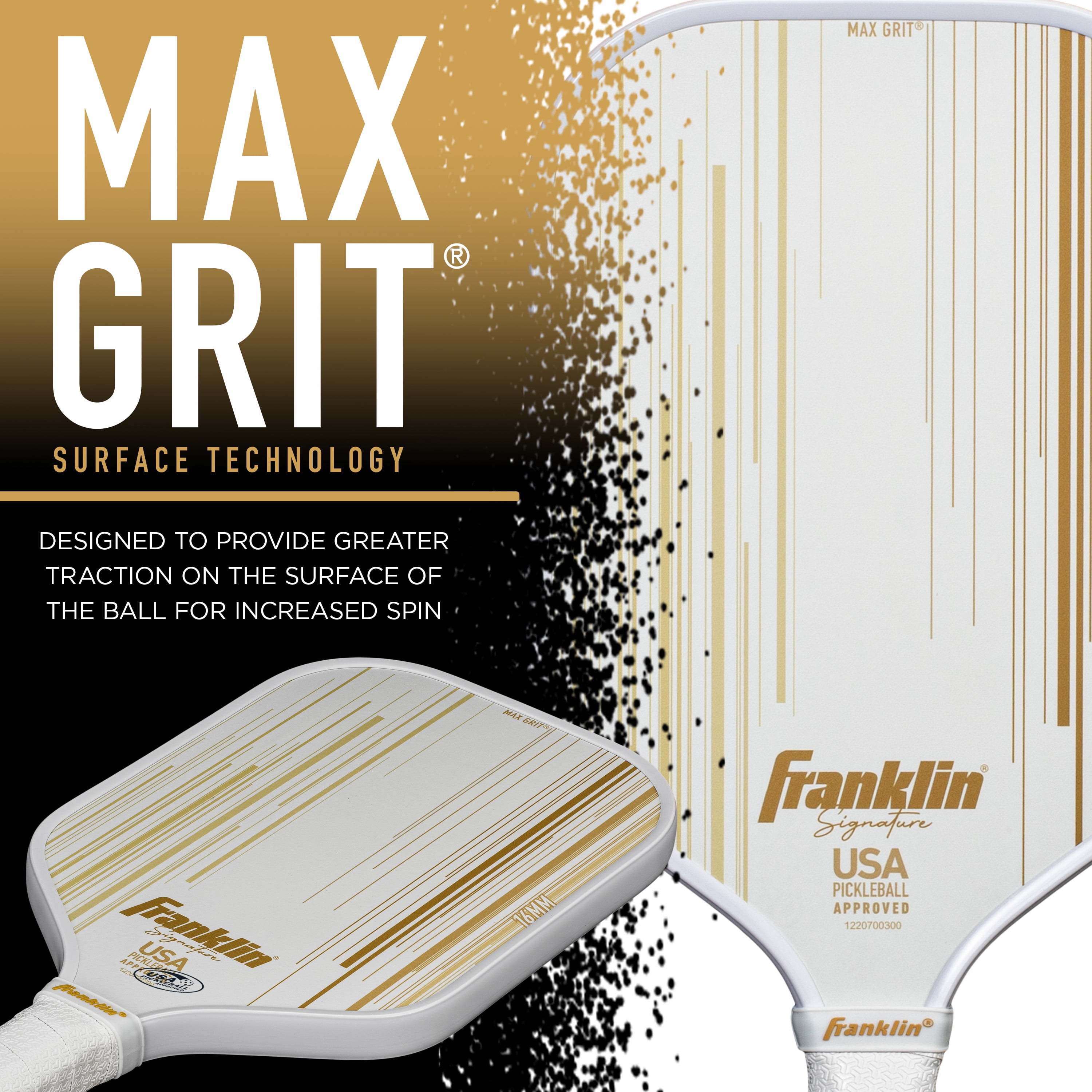 Franklin Sports Pro Signature Pickleball Paddles - 16mm Poly Core - Gold - Image 10