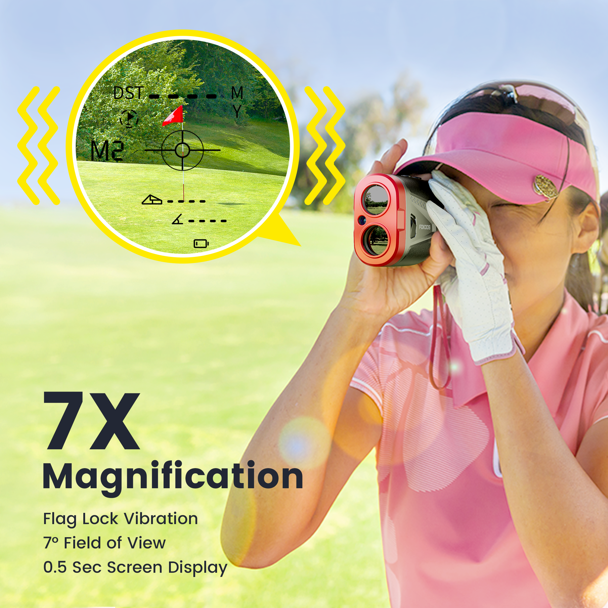 FOKOOS Golfing Laser Rangefinder 7X Magnification with Flag-Lock Vibration, 1200 Yards - Image 8
