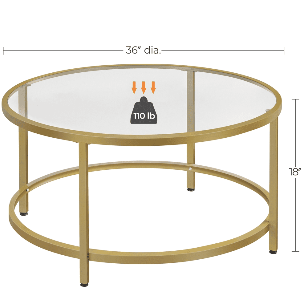 Renwick Round Glass Top Coffee Table for Livingroom, Gold - Image 9
