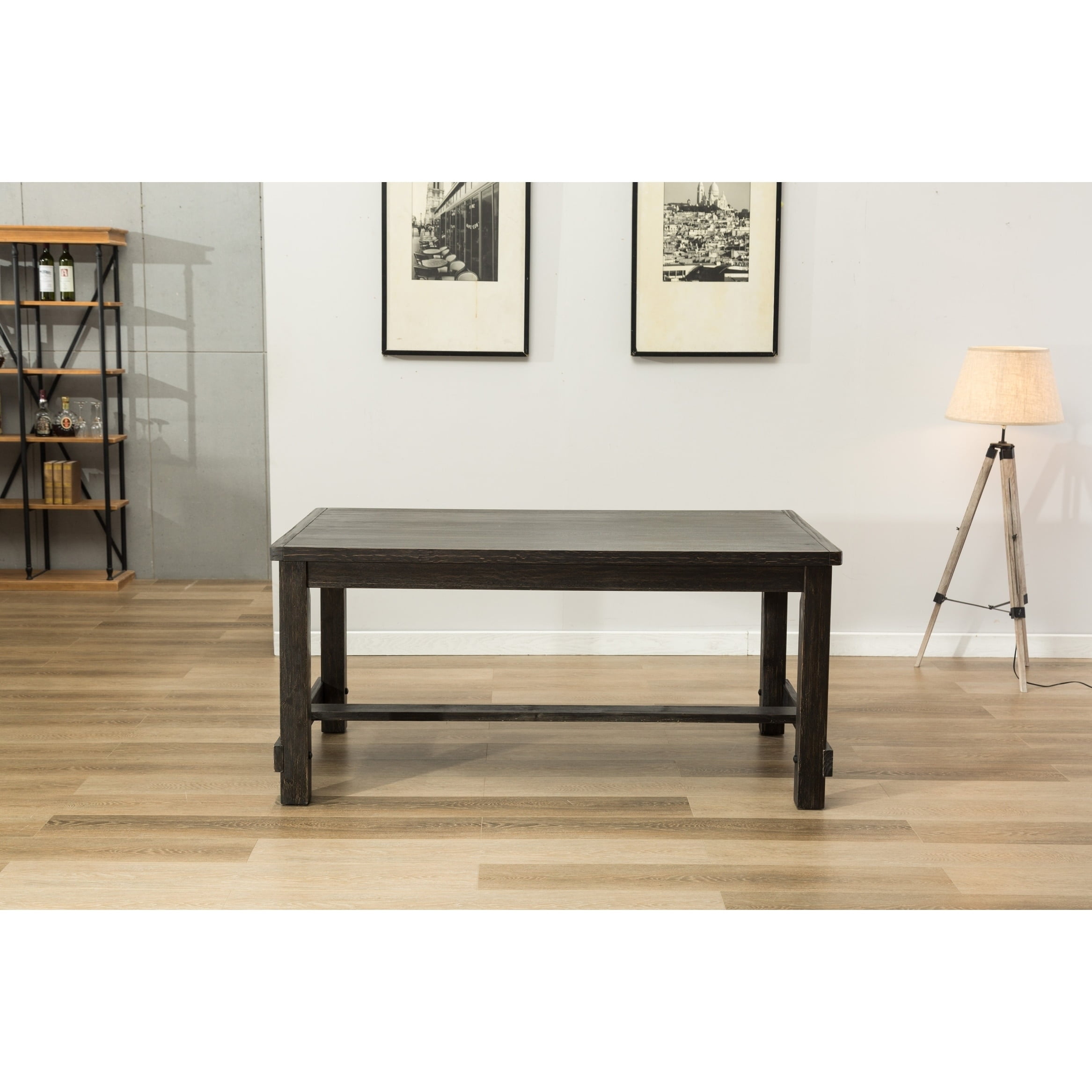 Roundhill Furniture Lotusville Antique Black Finish Rectangular Wood Dining Table - Image 5