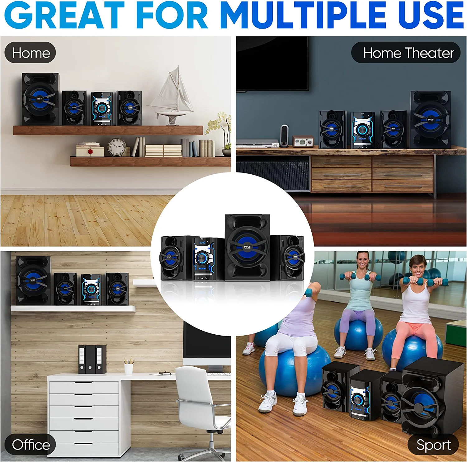 Pyle 3-Piece Wireless Bluetooth Stereo Shelf System - 800W CD & DVD Player for Home Audio - Image 3