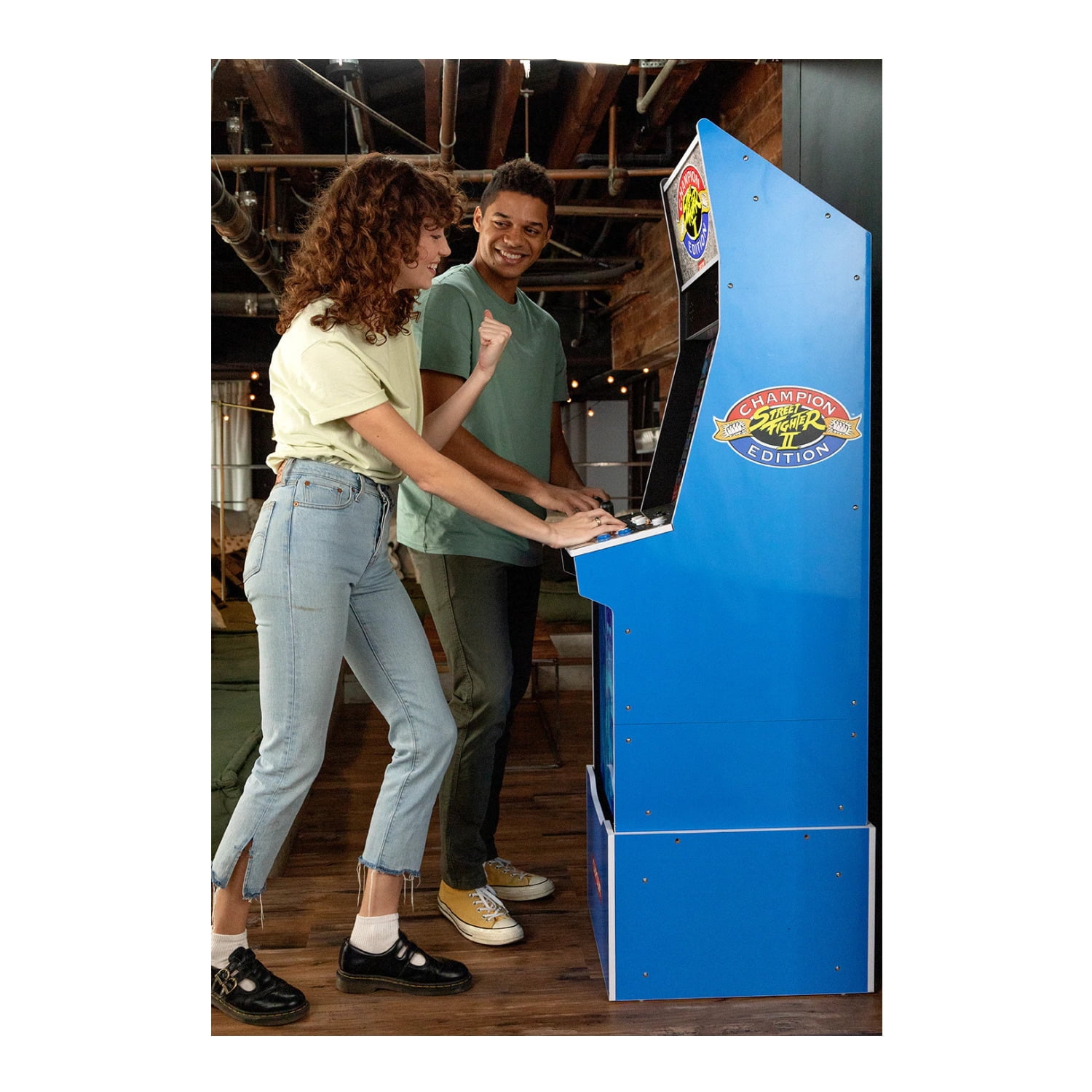 Arcade1UP Street Fighter II Big Blue Arcade Machine with Riser and Stool Bundle, Teen & Adult - Image 4