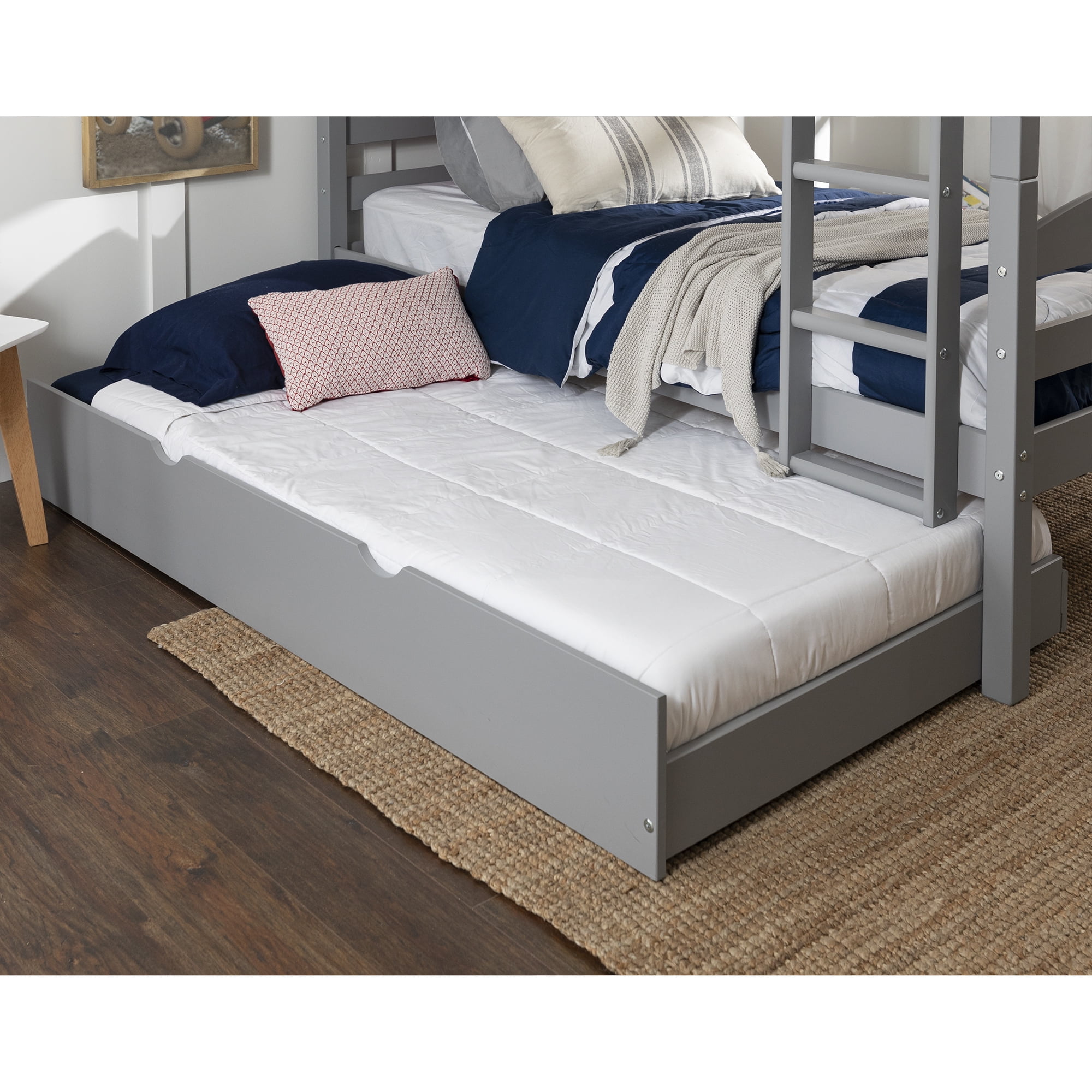 Walker Edison Solid Wood Junior Twin Trundle Bed, Grey - Image 6