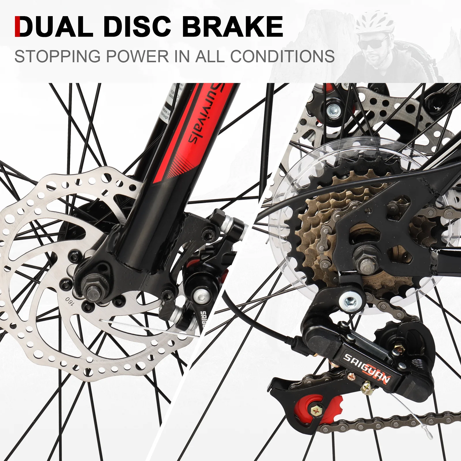 UBesGoo 27.5in Mountain Bike 21 Speed for Adult with Disc Brakes & Suspension, Black - Image 6