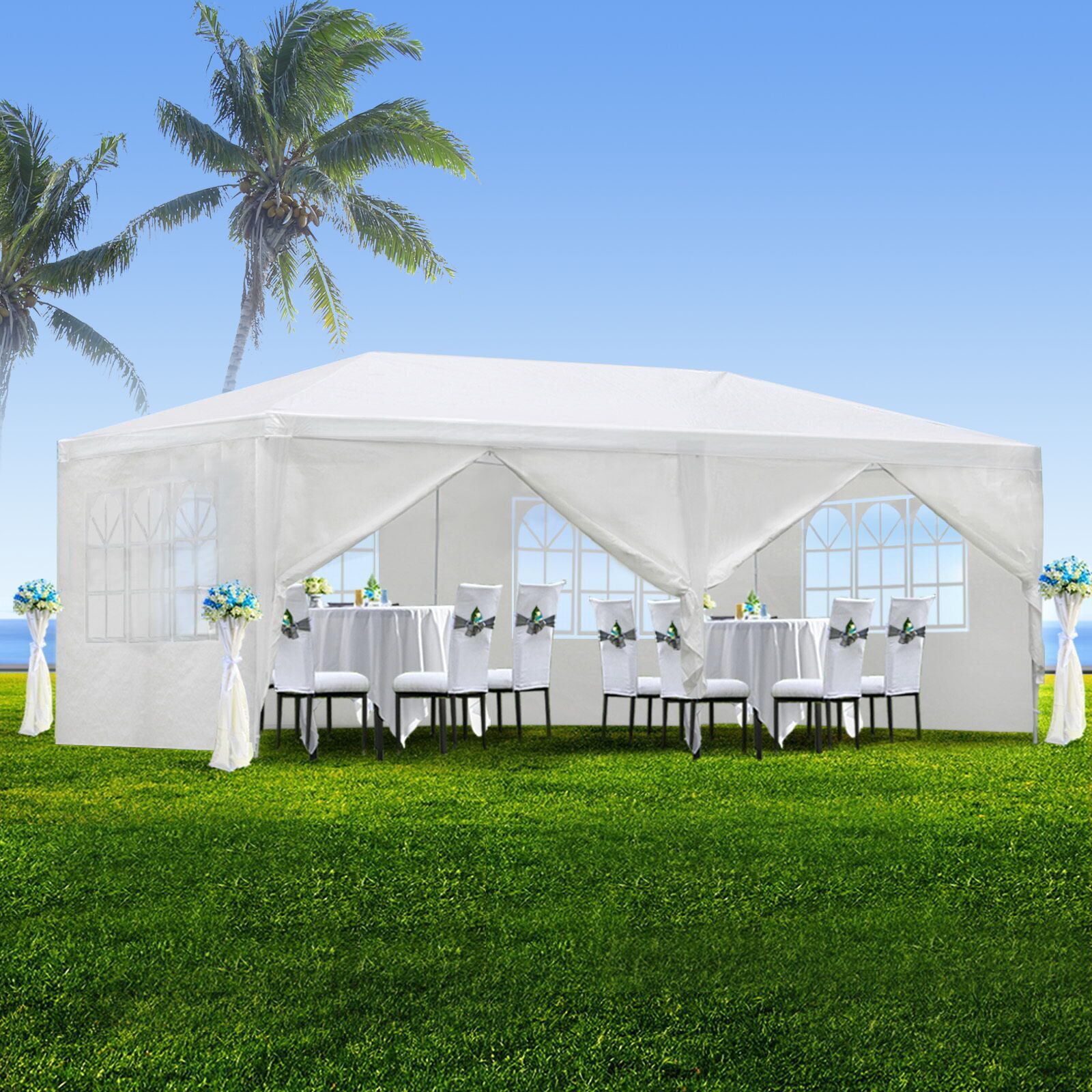 UBesGoo 10'x 20' Party Tent Canopy Outdoor Gazebo Canopy Wedding Party Tent with 6 Sidewalls - Image 4
