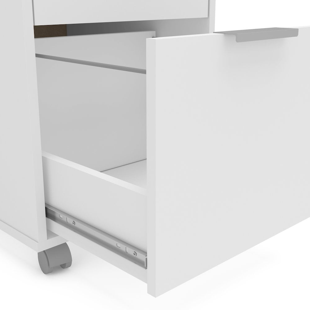 Polifurniture Durban Three Drawer Mobile Wood File Cabinet, White - Image 8