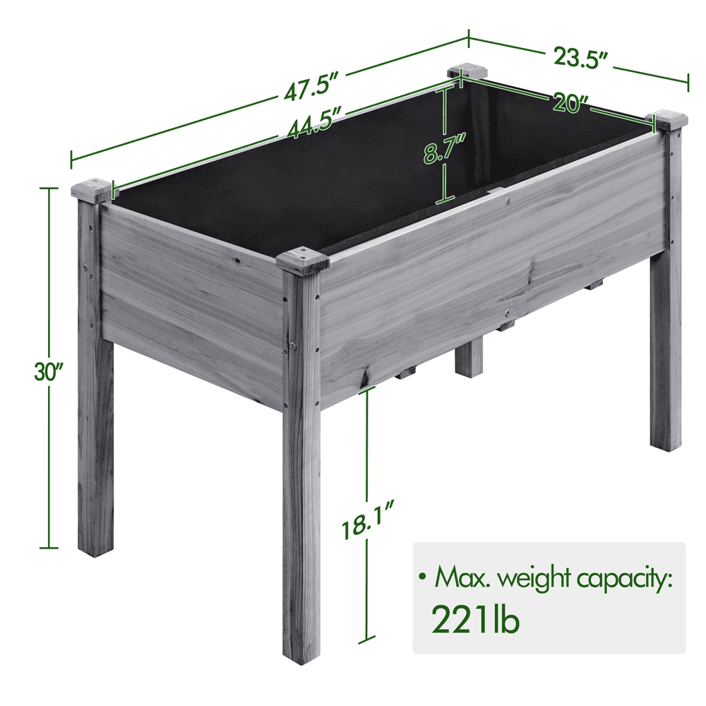 Alden Design Fir Wood Elevated Planter Raised Bed for Garden/House/Yard/Outdoor/Indoor, Gray - Image 8
