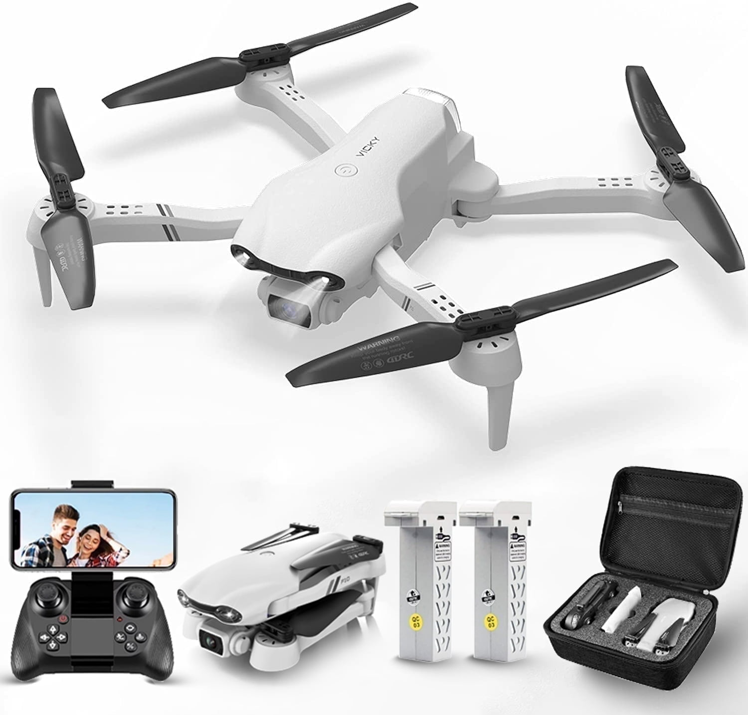4DRC F10-1080P Wifi FPV Drone with 1080P HD Camera, Headless Mode/3D Flips, RC Quadcopter for Beginners Silver white - Image 4