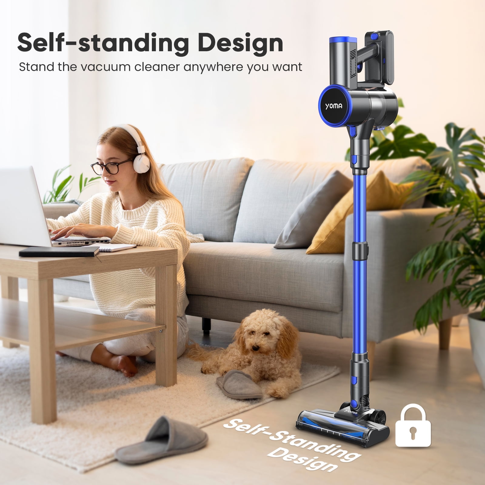 YOMA Cordless Vacuum Cleaner, 6-in-1 Rechargeable Stick Vacuum, 60mins Max Runtime, Lightweight 2200mAh Battery Powerful Vacuum Cleaner for Home Hard Floor Pet Hair-N12 - Image 3