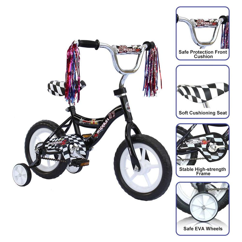 PlayWorld 12 In. Kid's Beginner Bicycle for 2-4 Years Old Boy's and Girl's with Foam Tire for Indoor Use No Brake, Black and White - Image 10