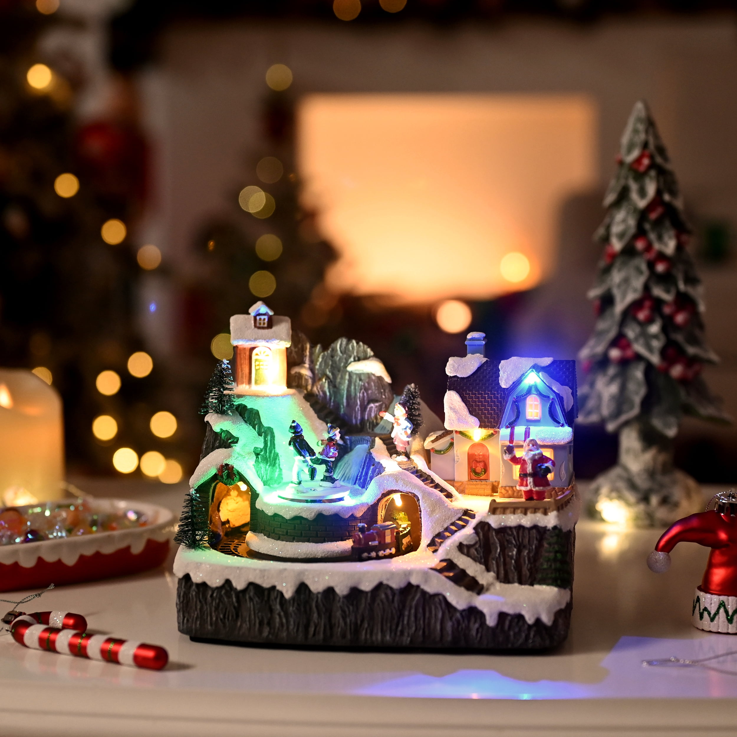 Valery Madelyn 6.6 “ Musical Christmas Village, Multi-color Lighted Dynamic Christmas Figurine House for Home Party Decor - Image 7