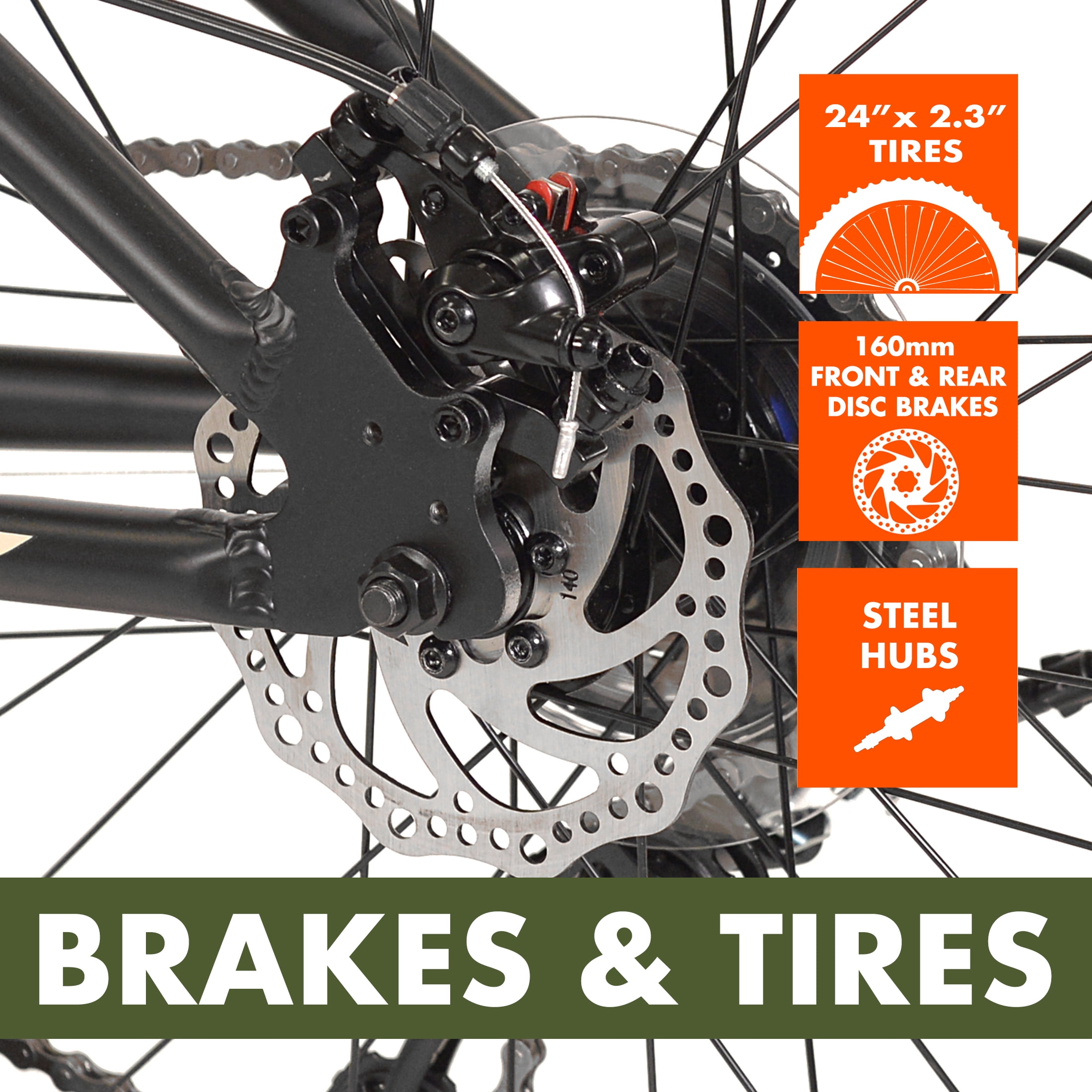 Ozark Trail 24" M.1 Vibe Mountain Bicycle, 8 Speed, Black, Fits Riders 4'6" - 5'6", Teen, Unisex - Image 4