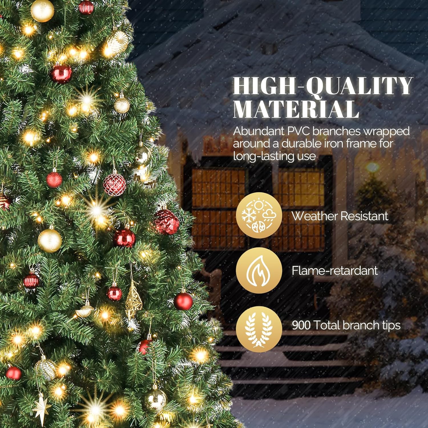 SUGIFT 6.5Ft Premium Artificial Christmas Tree w/ 1000 250 Lights Indoor Outdoor Green - Image 5