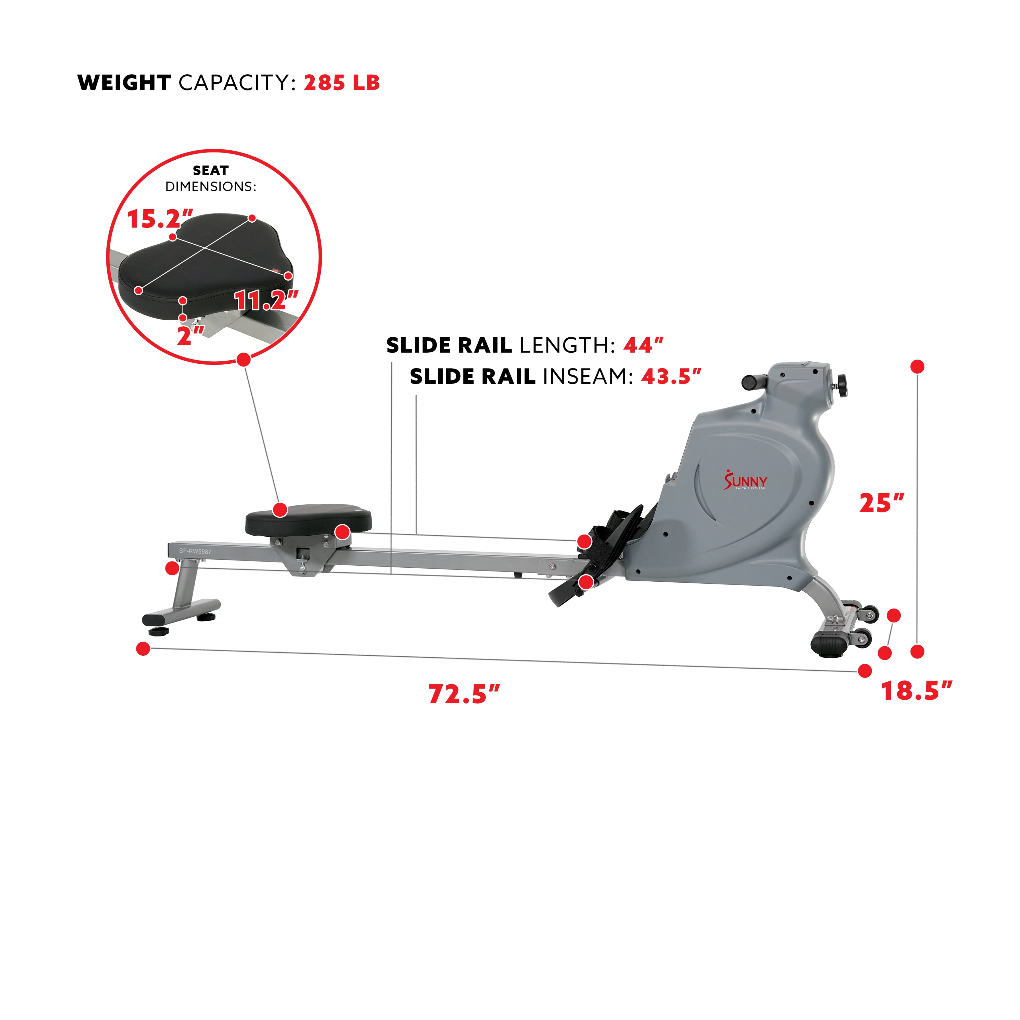Sunny Health & Fitness Space Efficient Convenient Magnetic Rowing Machine – SF-RW5987 - Image 5