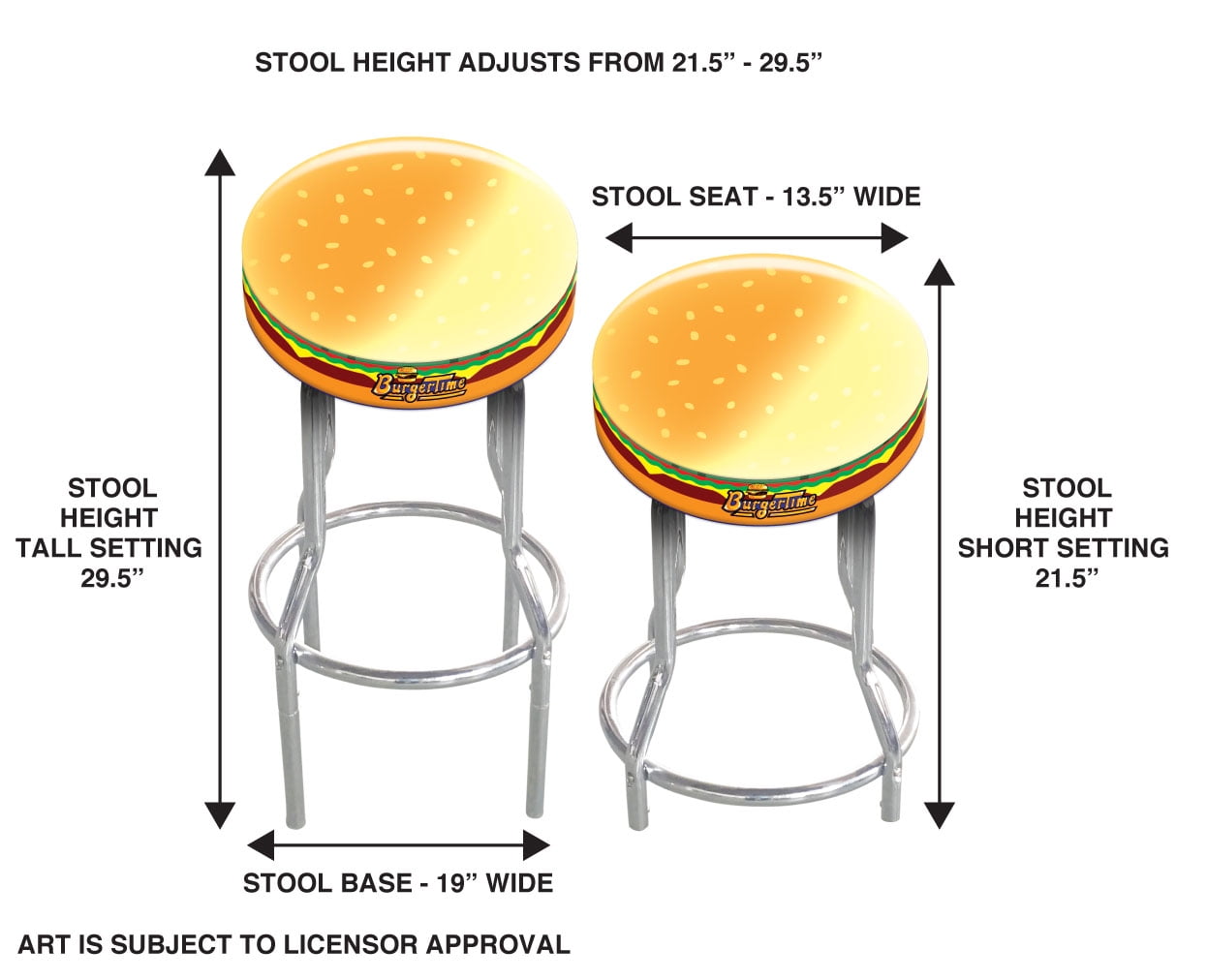 Burger Time 21.5" to 29.5" Adjustable Arcade Stool, Arcade1Up - Image 4