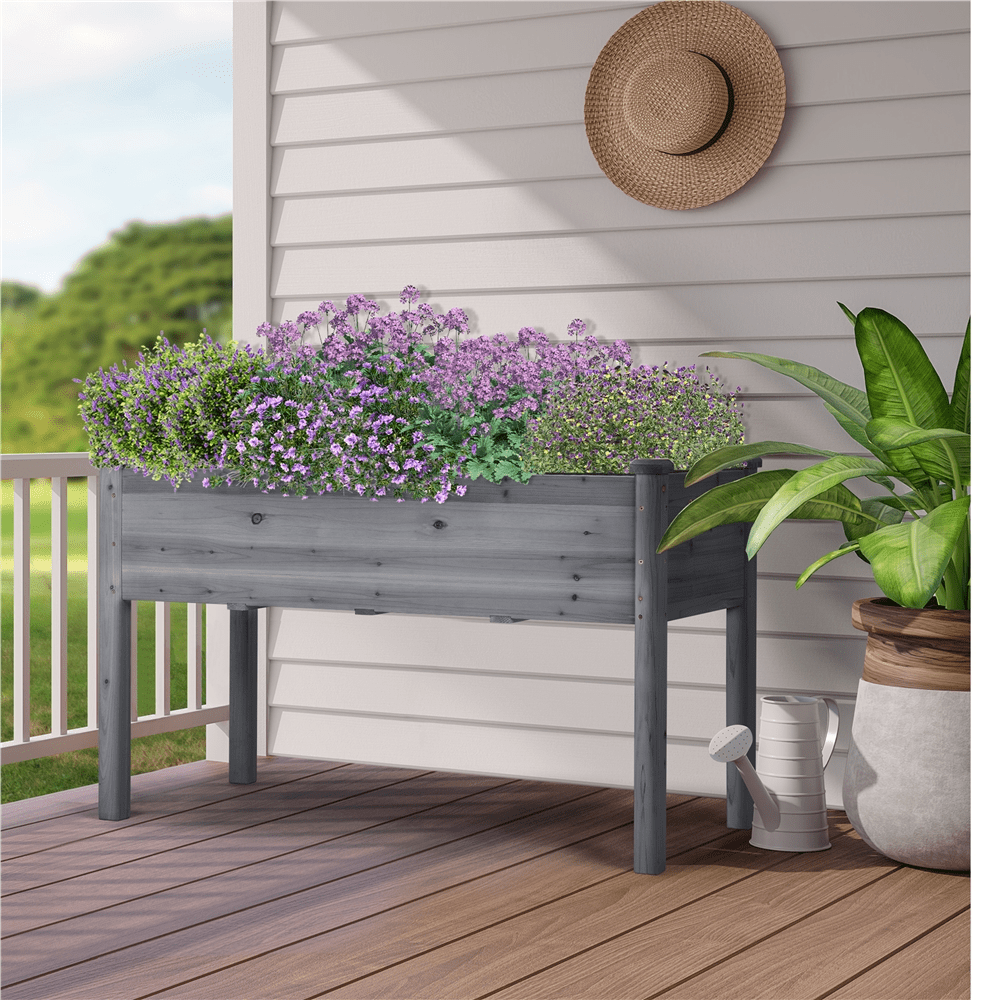 Alden Design Fir Wood Elevated Planter Raised Bed for Garden/House/Yard/Outdoor/Indoor, Gray - Image 6