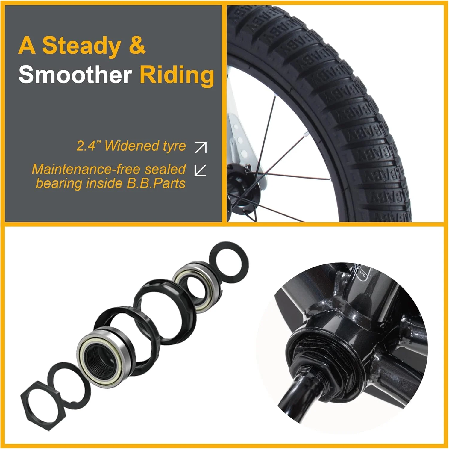 Royalbaby Freestyle 18" Kids Bicycle for Boys Girls, Ages 6-9 Years, Black - Image 3