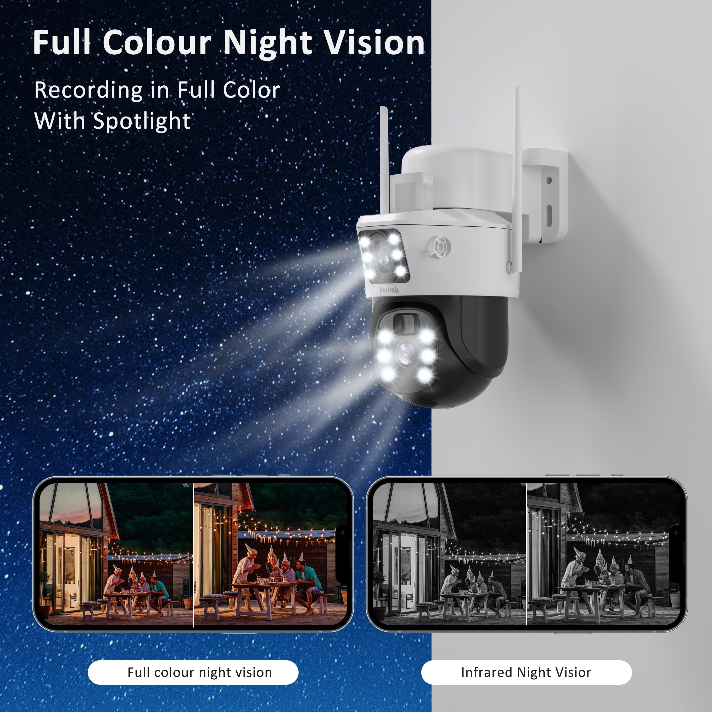 Xorlink 4K/8MP Solar Security Camera, 360° View Wireless Outdoor Camera, Waterproof PIR Detection, Rechargeable Battery Powered Home Dual Lens Surveillance Camera with Color Night Vision 2-Way Audio - Image 3