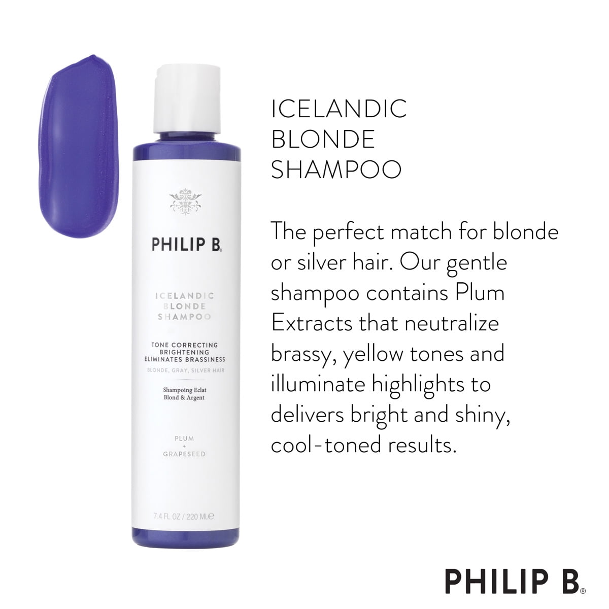 Philip B Icelandic Blonde Tone Correcting Shampoo, Plum Extracts, 7.4 fl oz - Image 6
