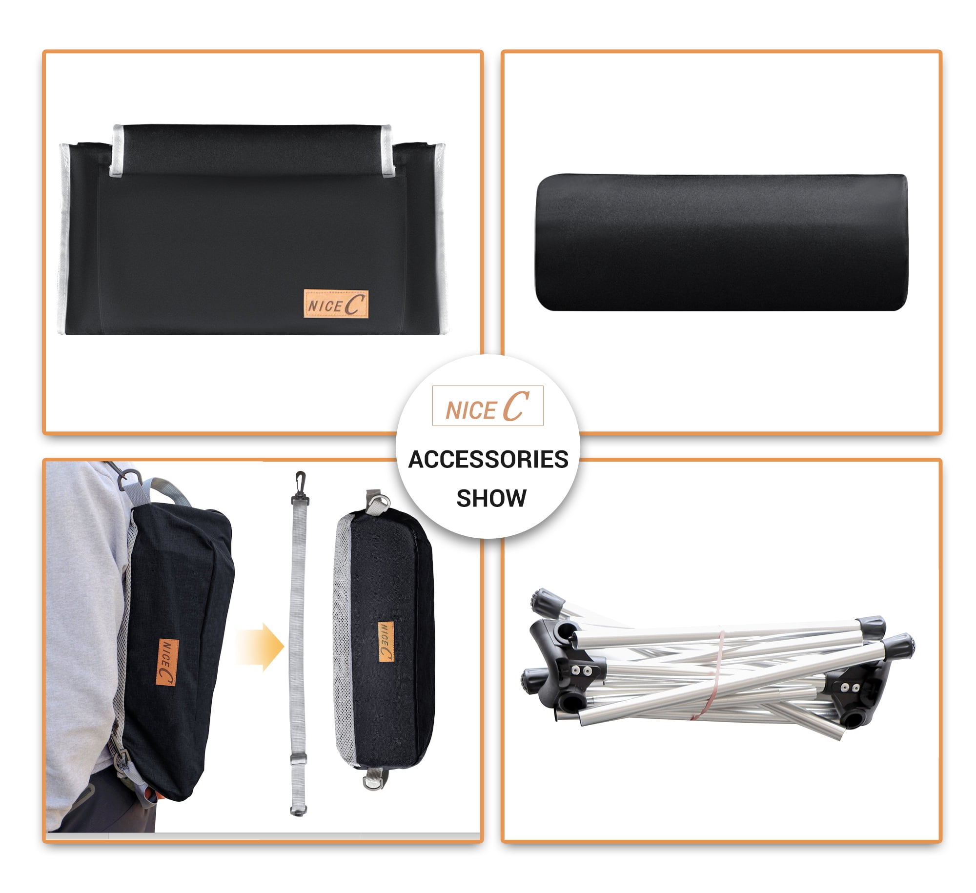 NiceC Camping Chair, Black and Gray - Image 9