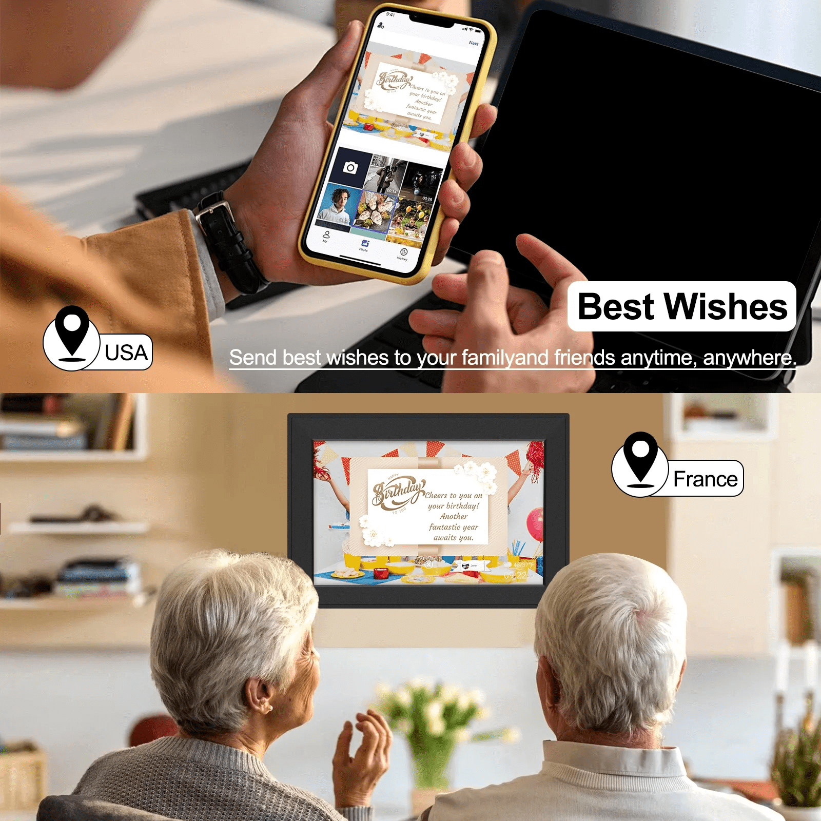 Lvelia Wifi Digital Photo Picture Frame with 32GB Storage, 10.1 inch IPS HD Touch Screen, Auto-Rotate Slideshow,Perfect Gift for Family & Friends - Image 4
