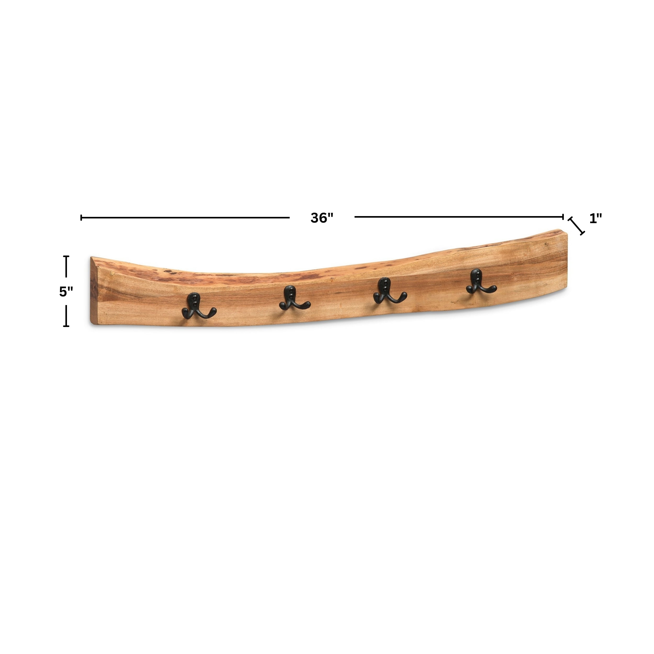 Alaterre Furniture Alpine Natural Live Edge Wood 36" Coat Hooks - Image 3