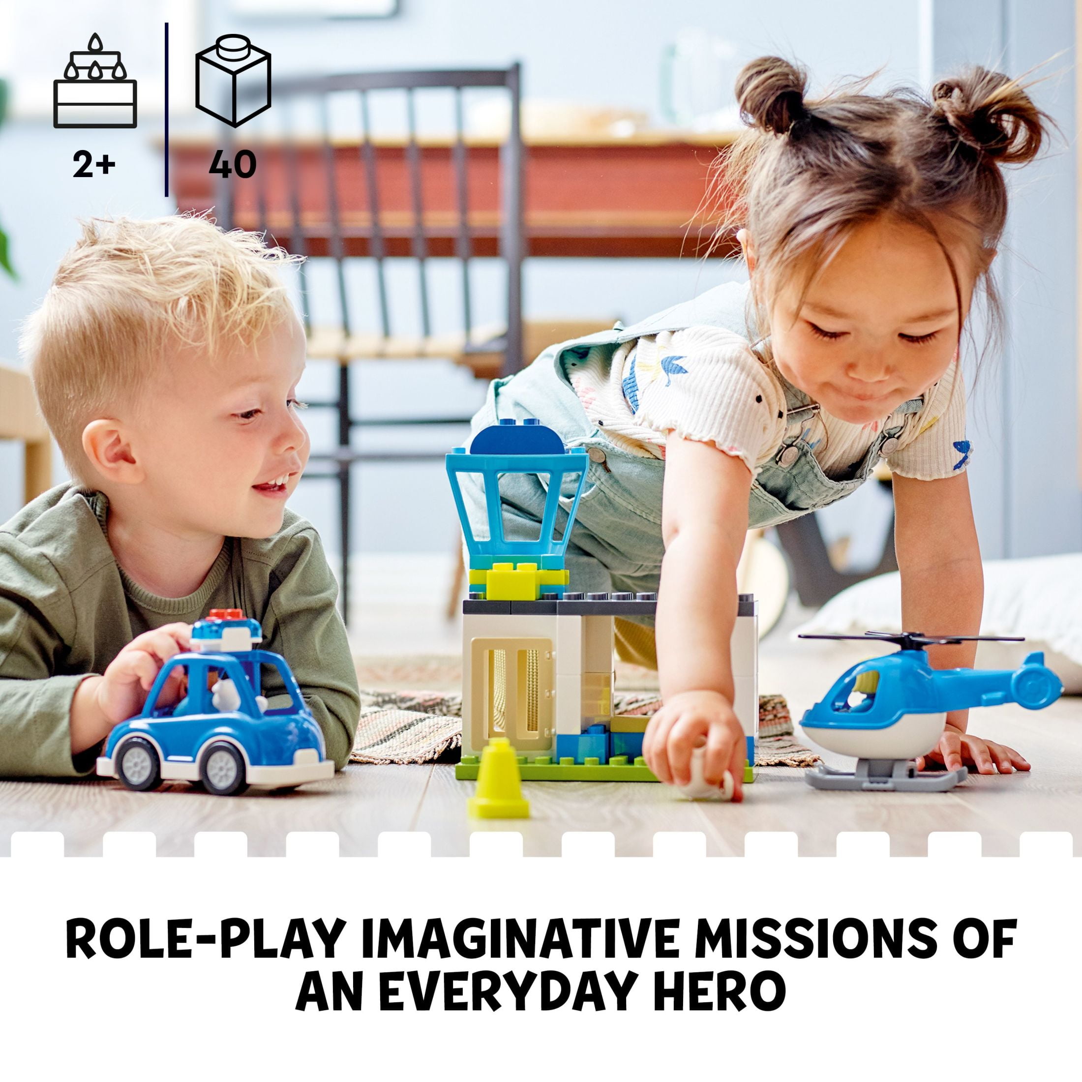 LEGO DUPLO Rescue Police Station 10959 Push & Go Car Toy with Lights and Siren plus Helicopter, Early Learning Toys for Toddlers, Boys & Girls 2 Plus Years Old - Image 4