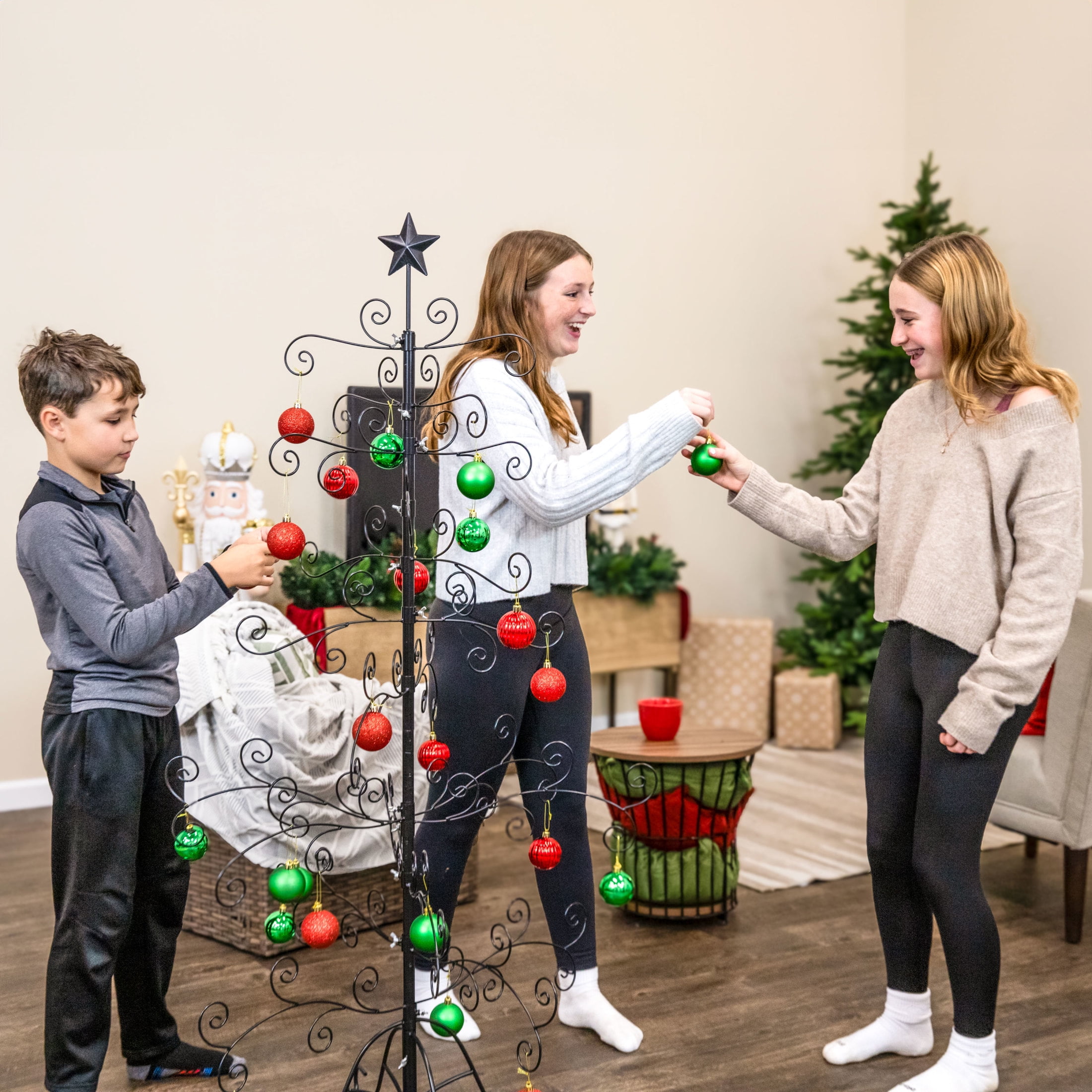 Sunnydaze Noelle Christmas Tree Ornament Display with Hooks 5 ft, Black - Image 5