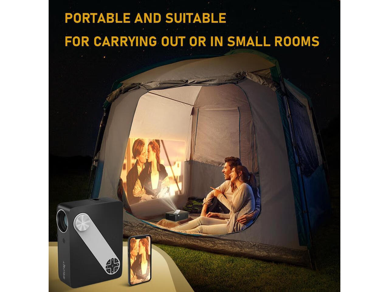 JIMTAB M22 Native 1080P WiFi Video Projector,Short Throw Screen Mirroring 2.4G 5G Projector Compatible with iPhone and Android - Image 3