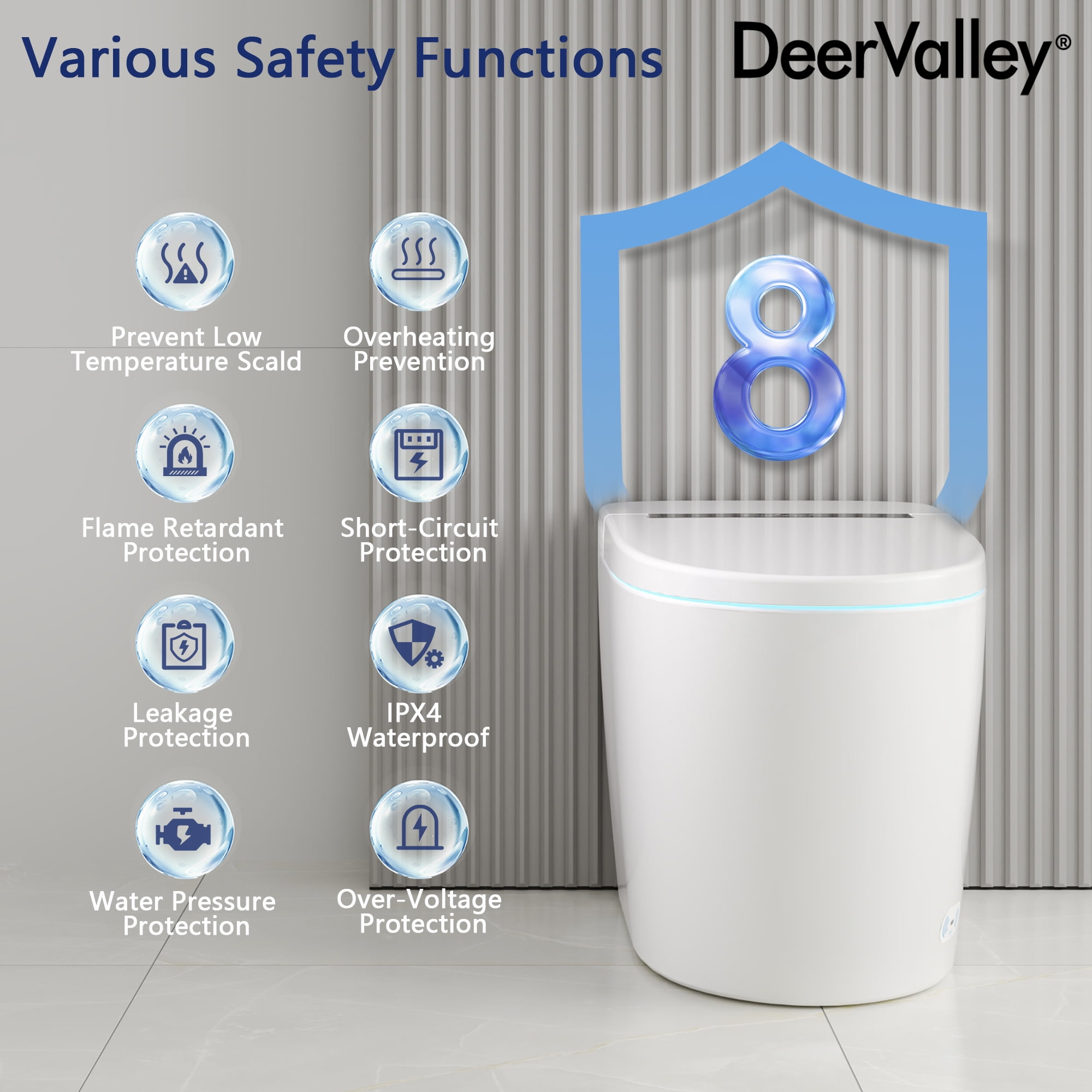 1-Piece 1.28 GPF Single Flush Elongated Toilet in White with Electric Heated Seat, Auto Flush, Night Light - Image 8