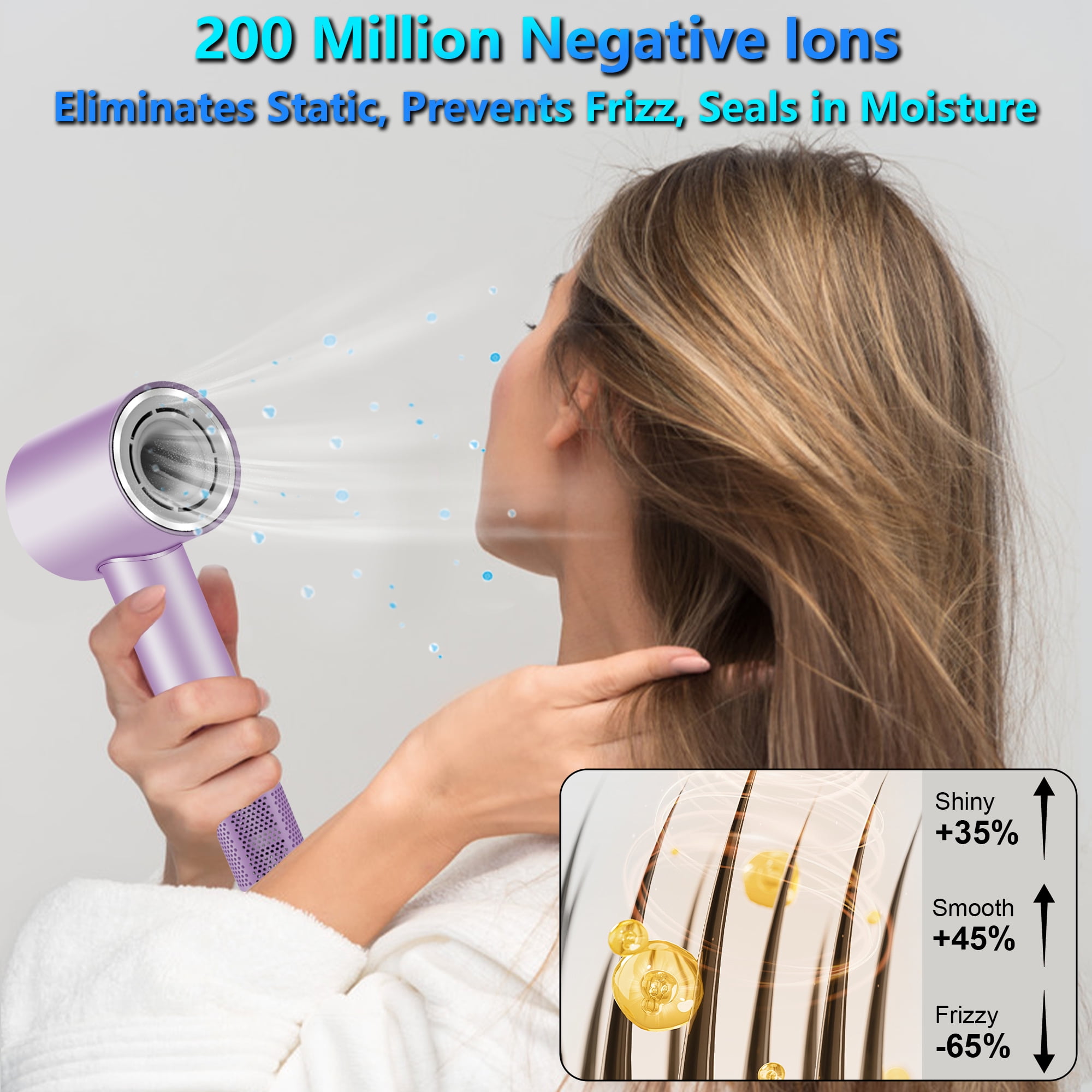 Pentantan Ionic Hair Dryer, 110,000 RPM High-Speed Blow Dryer with 3 Heating, 2 Speed, Lightweight for Home, Travel, Salon, Gift - Image 7