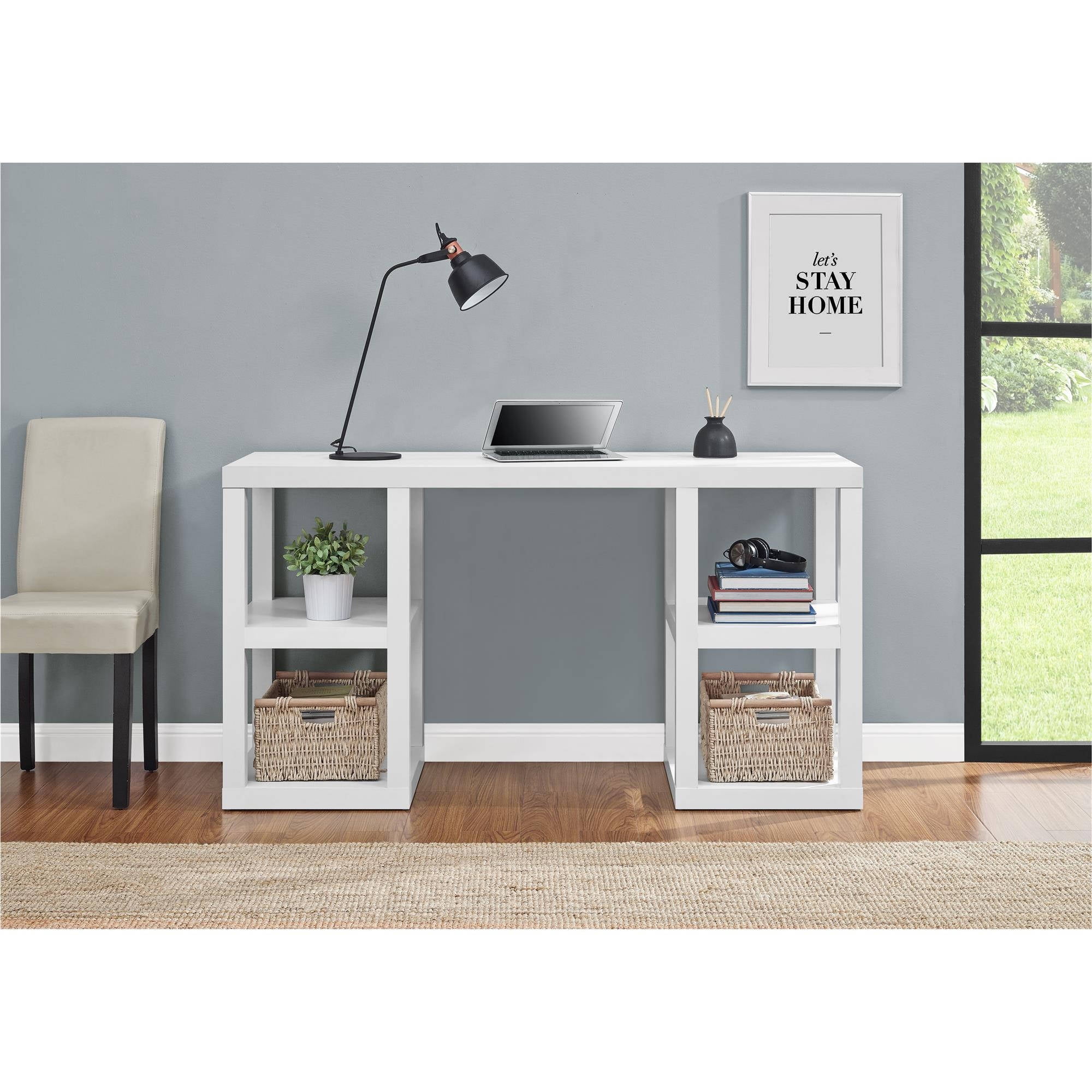 Ameriwood Home Parsons Double Pedestal Computer Desk, White - Image 8