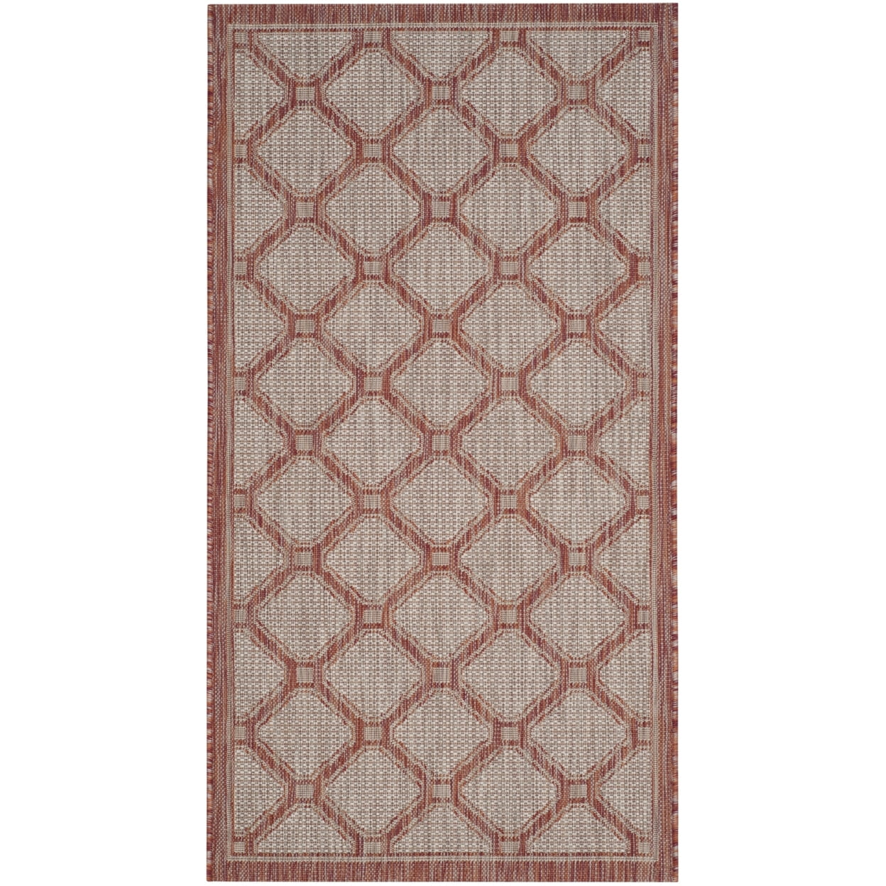 SAFAVIEH Courtyard Maksim Geometric Bordered Indoor/Outdoor Area Rug, 6'7" x 9'6", Red/Beige - Image 5