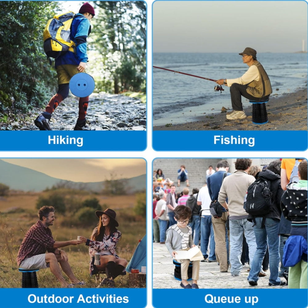 Donepart Foldable Telescopic Stool, Lightweight Foldable Stool, Fishing Tours Indoor Outdoor Activity (Blue) - Image 8