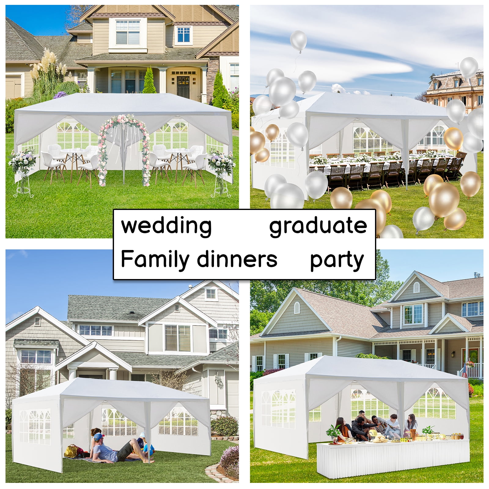 UBesGoo 10'x 20' Party Tent Canopy Outdoor Gazebo Canopy Wedding Party Tent with 6 Sidewalls - Image 8