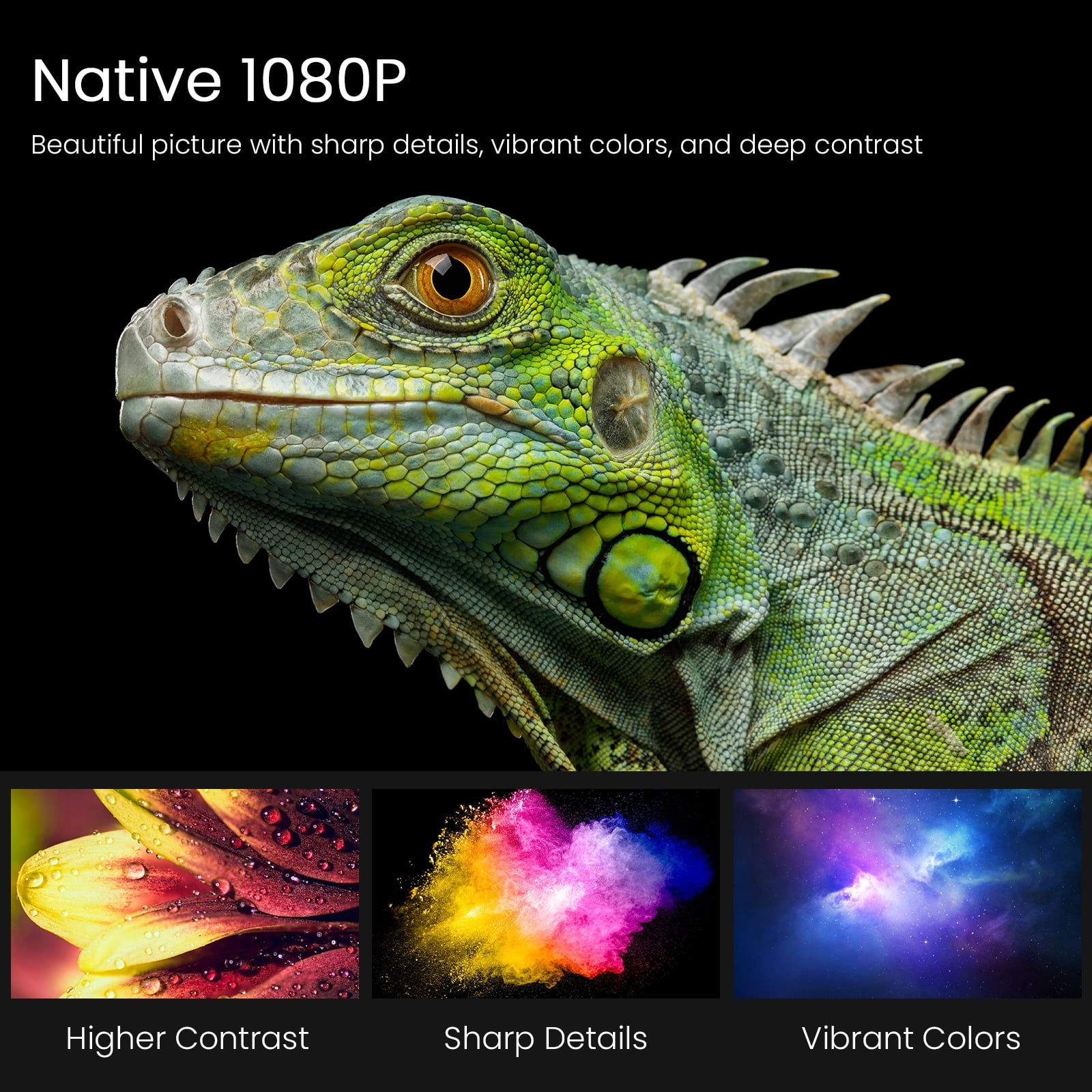 HONPOW Projector, Native 1080P Full HD Bluetooth Projector, 11000 Lumens Mini Portable Outdoor Indoor Movie Projector Compatible with Laptop, Smartphone, TV Stick, Xbox, PS5 - Image 3