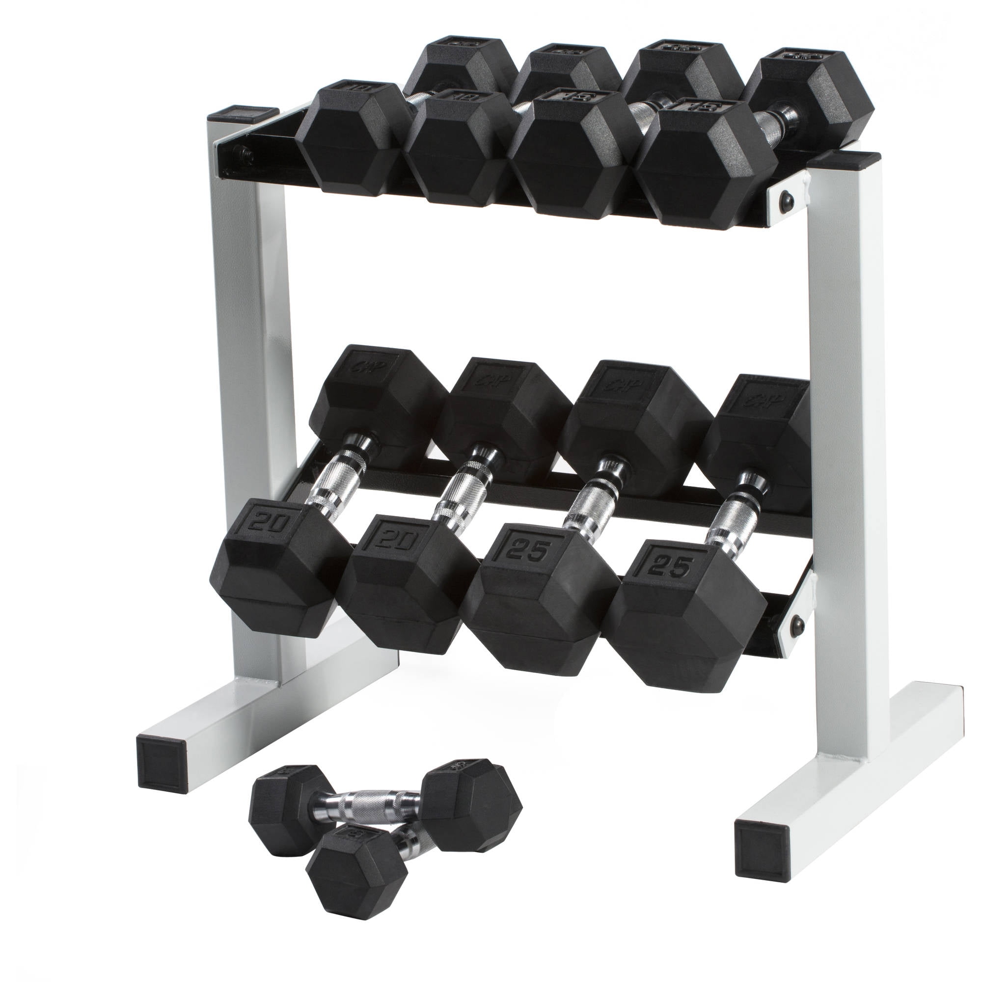 CAP 50 lb Rubber Hex Dumbbell Weight Set, Includes 2 x 25lb Dumbbells - Image 3