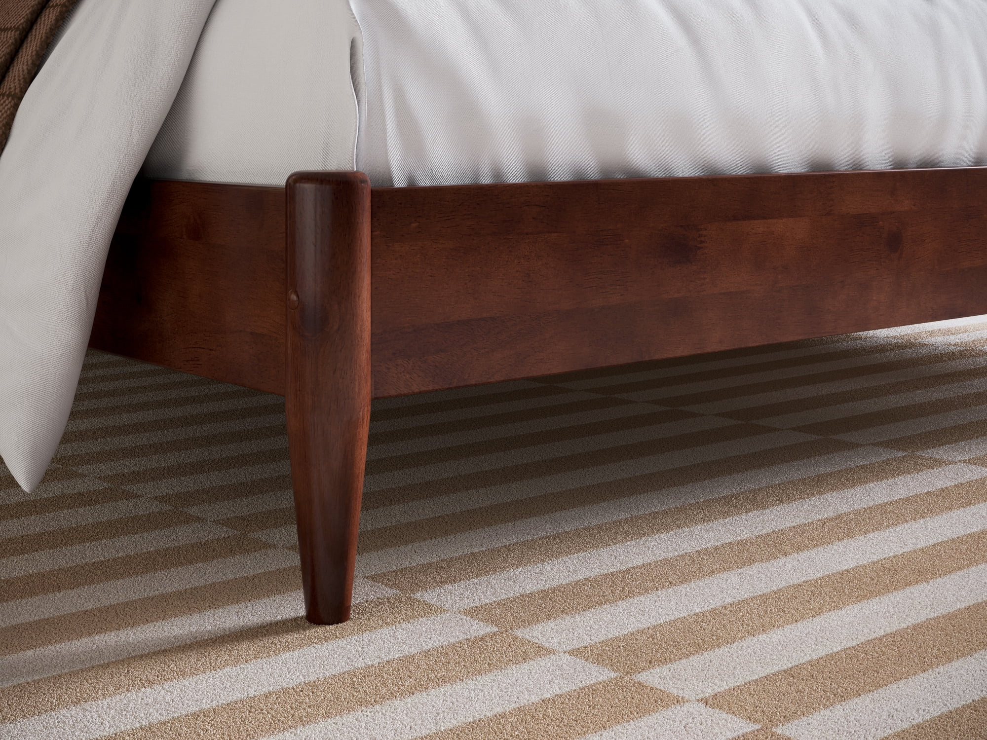 AFI Aria King Modern Solid Wood Low Profile Platform Bed, Walnut - Image 13