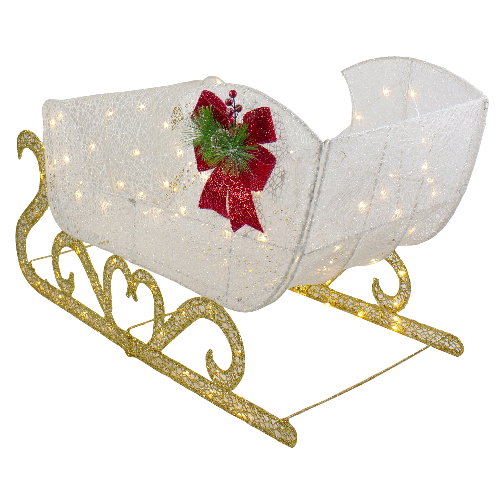 Northlight 48" LED Lighted Glitter Reindeer with Sleigh Outdoor Christmas Decoration - Image 5