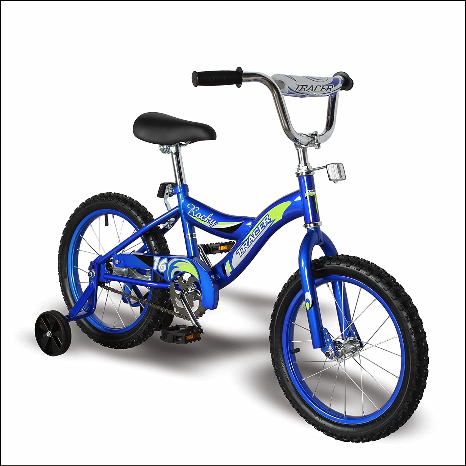 WonderWheels 16" BMX S-Type Frame Bicycle Coaster Brake One Piece Crank Chrome Rims Black Tire Kid's Bike - Blue - Image 3
