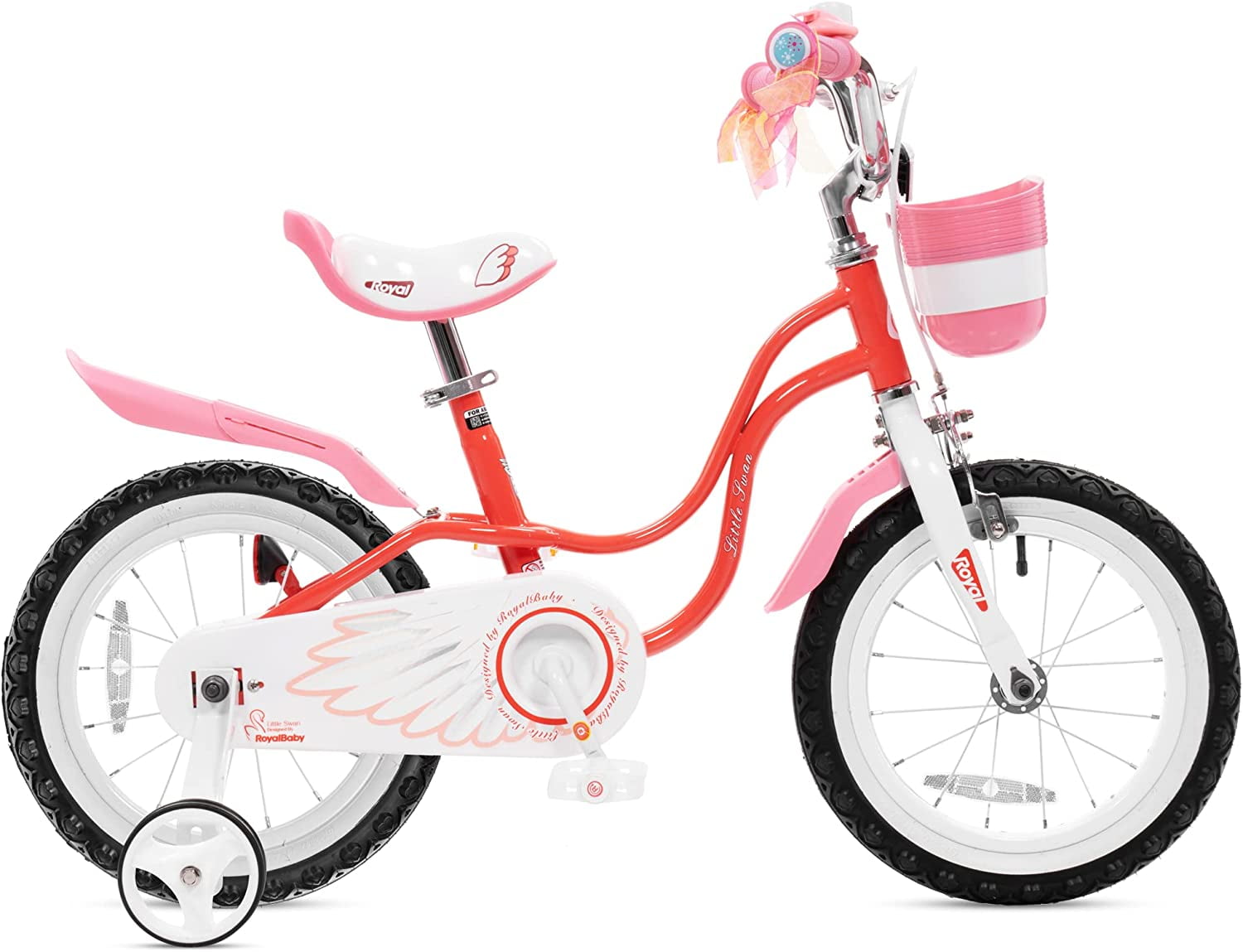 Royalbaby Little Swan Red 16 Girl's Bicycle with Training Wheels and Basket - Image 6