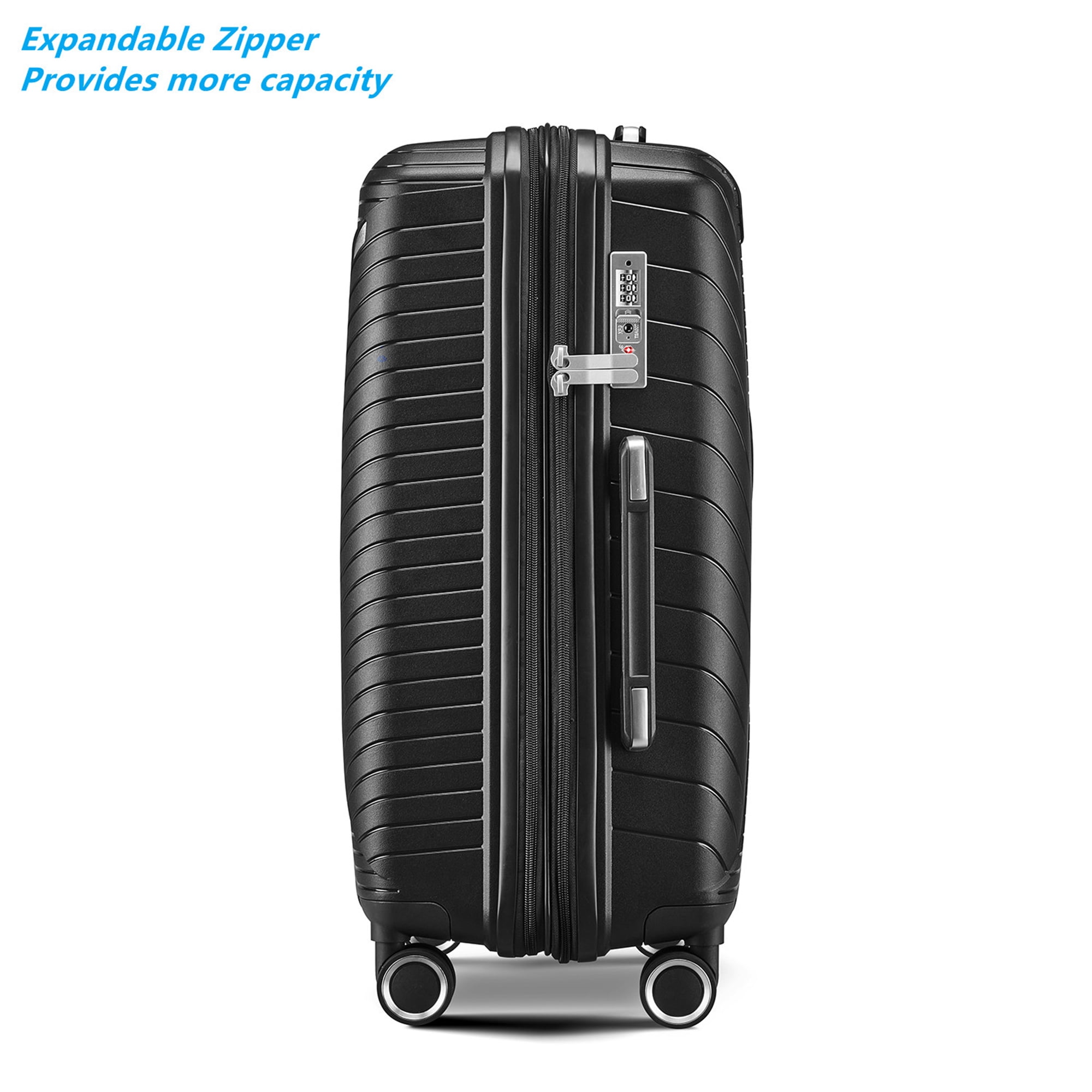 Aukfa Expandable Hardside 4-Piece Luggage Travel Set, Durable Suitcase Double Wheels, Black - Image 8