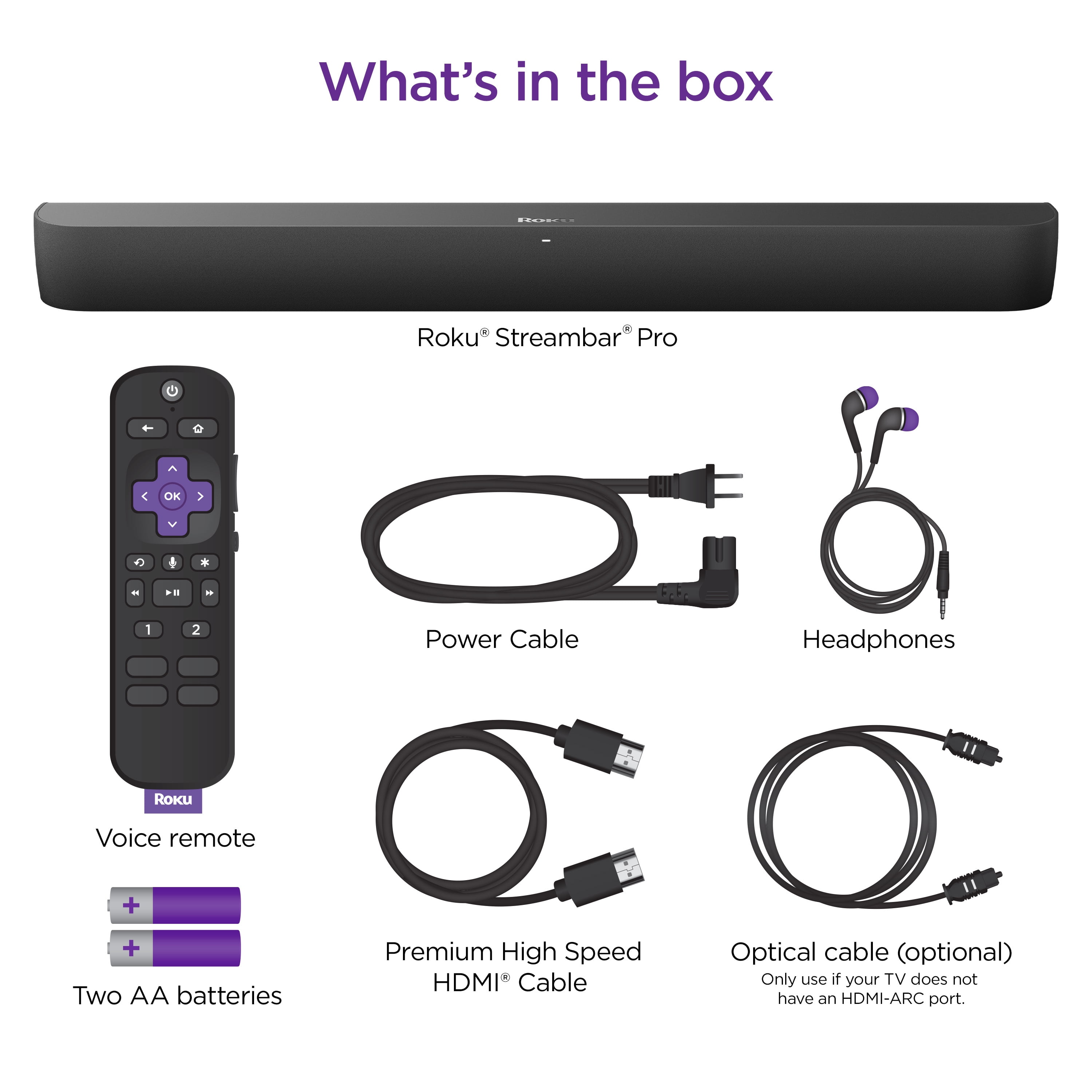 Roku Streambar Pro 4K/HD/HDR Streaming Player, Cinematic Sound, with Voice Remote, Private Listening, Premium HDMI Cable - Image 4