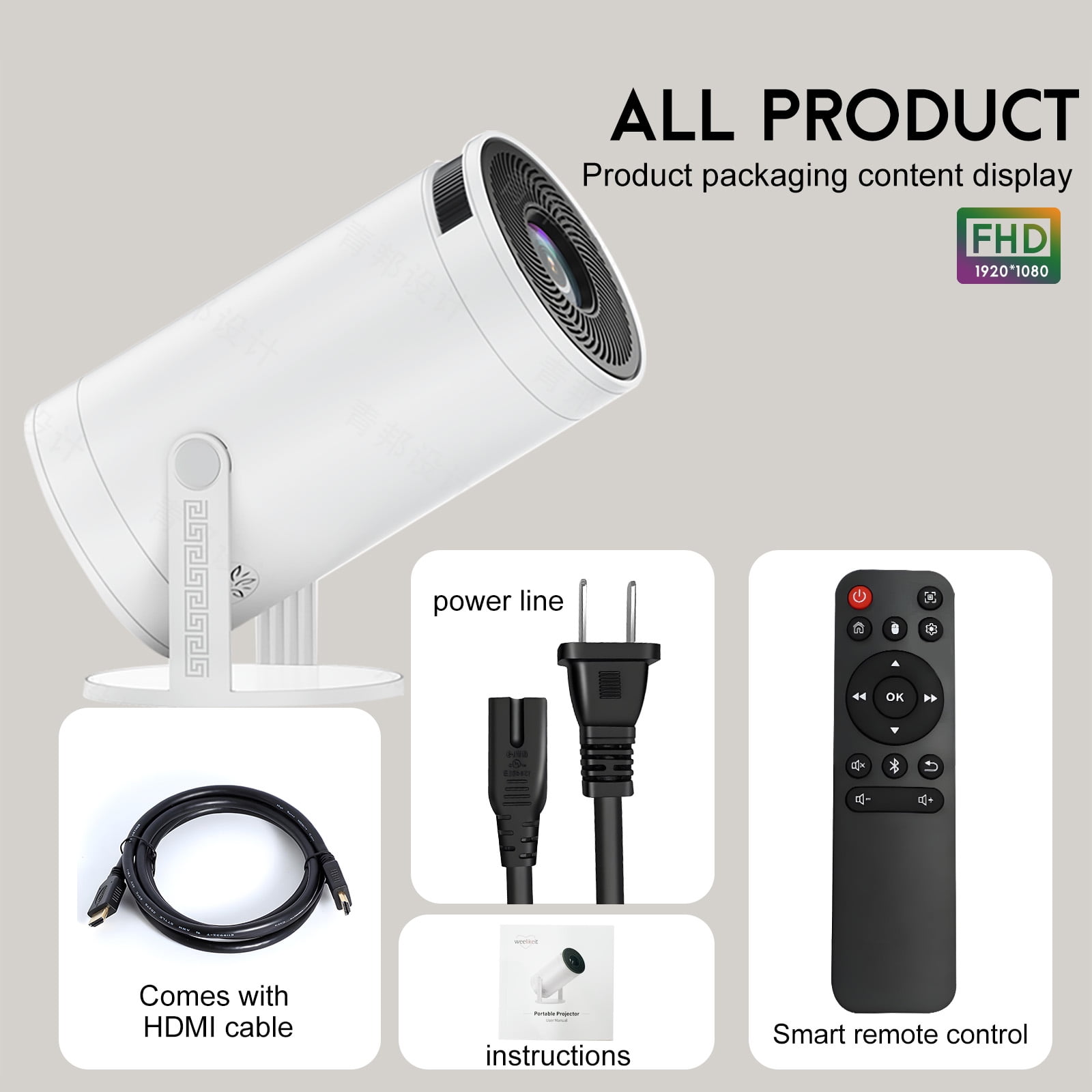 2025 Upgraded Mini Portable Projector, 4K 1080P Support, WiFi6 BT5.0 Android 11, 270°Adjustable Home Video Outdoor Movie Projector, HDMI Cable Included, CWOWDEFU CP38 - Image 3